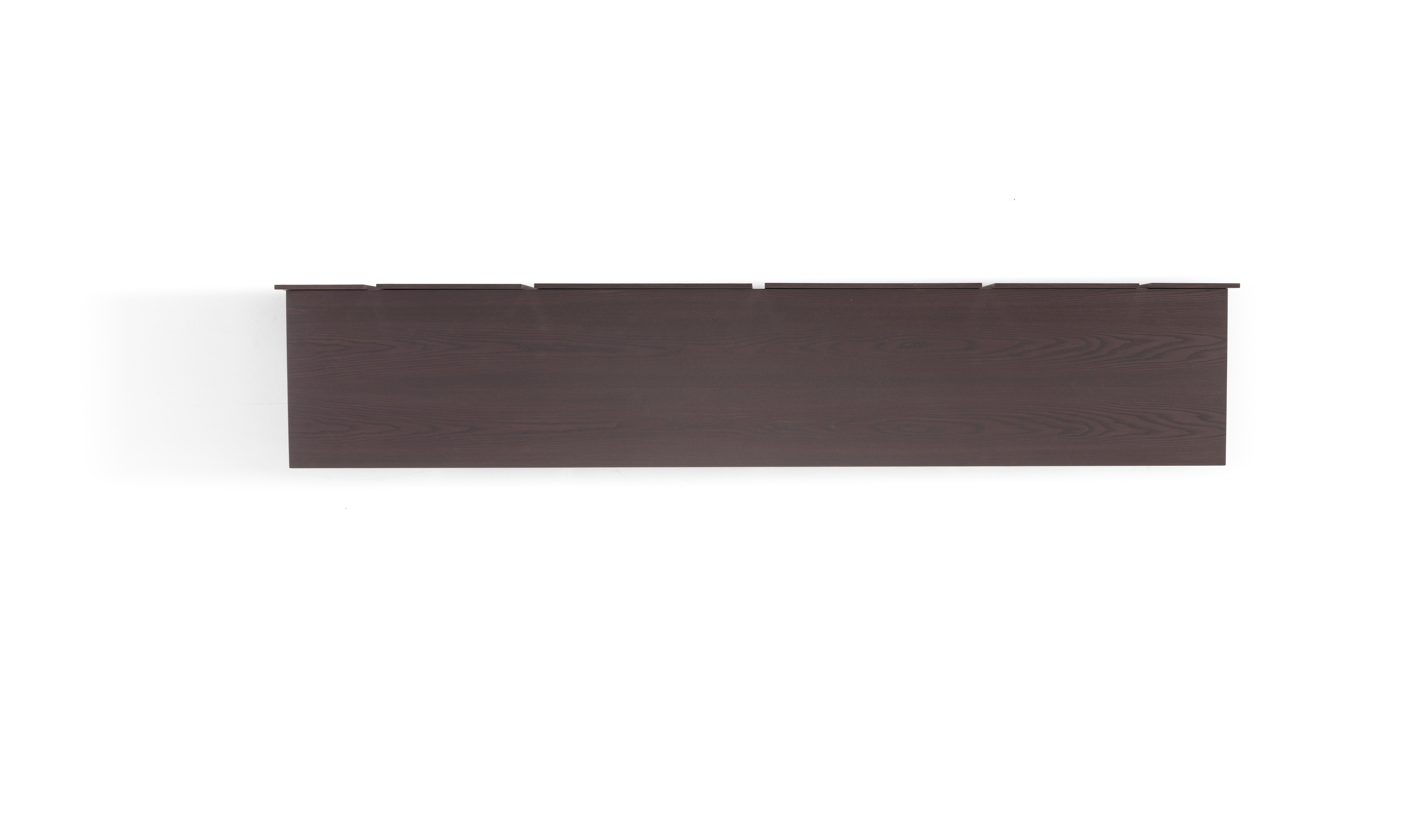 Buffet personnalisable 'Sistema Parere' M04, frêne teinté Brown et cuir Neuf - En vente à Paris, IDF