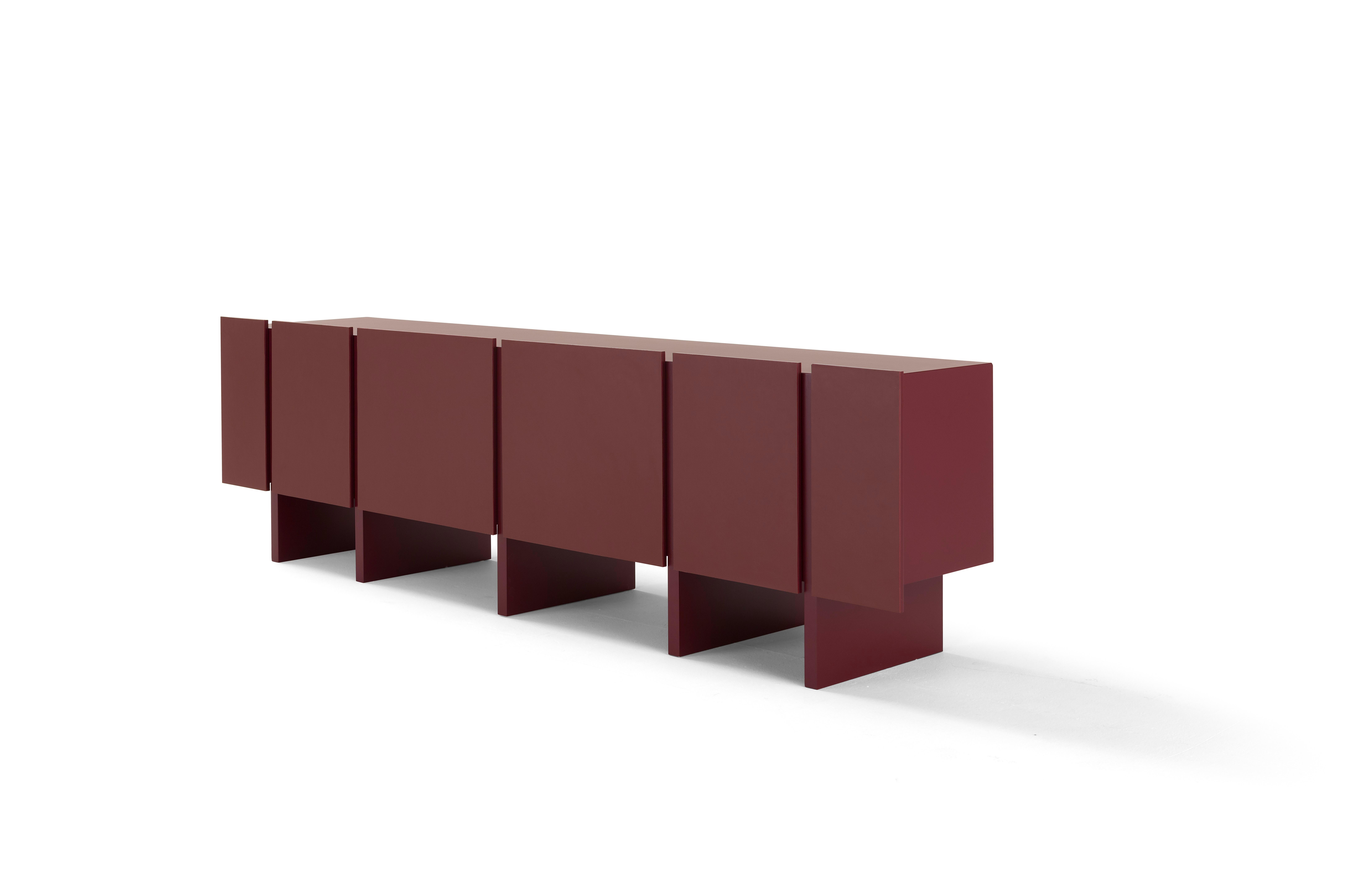 XXIe siècle et contemporain Buffet personnalisable 'Sistema Parere' M04, frêne teinté Brown et cuir en vente