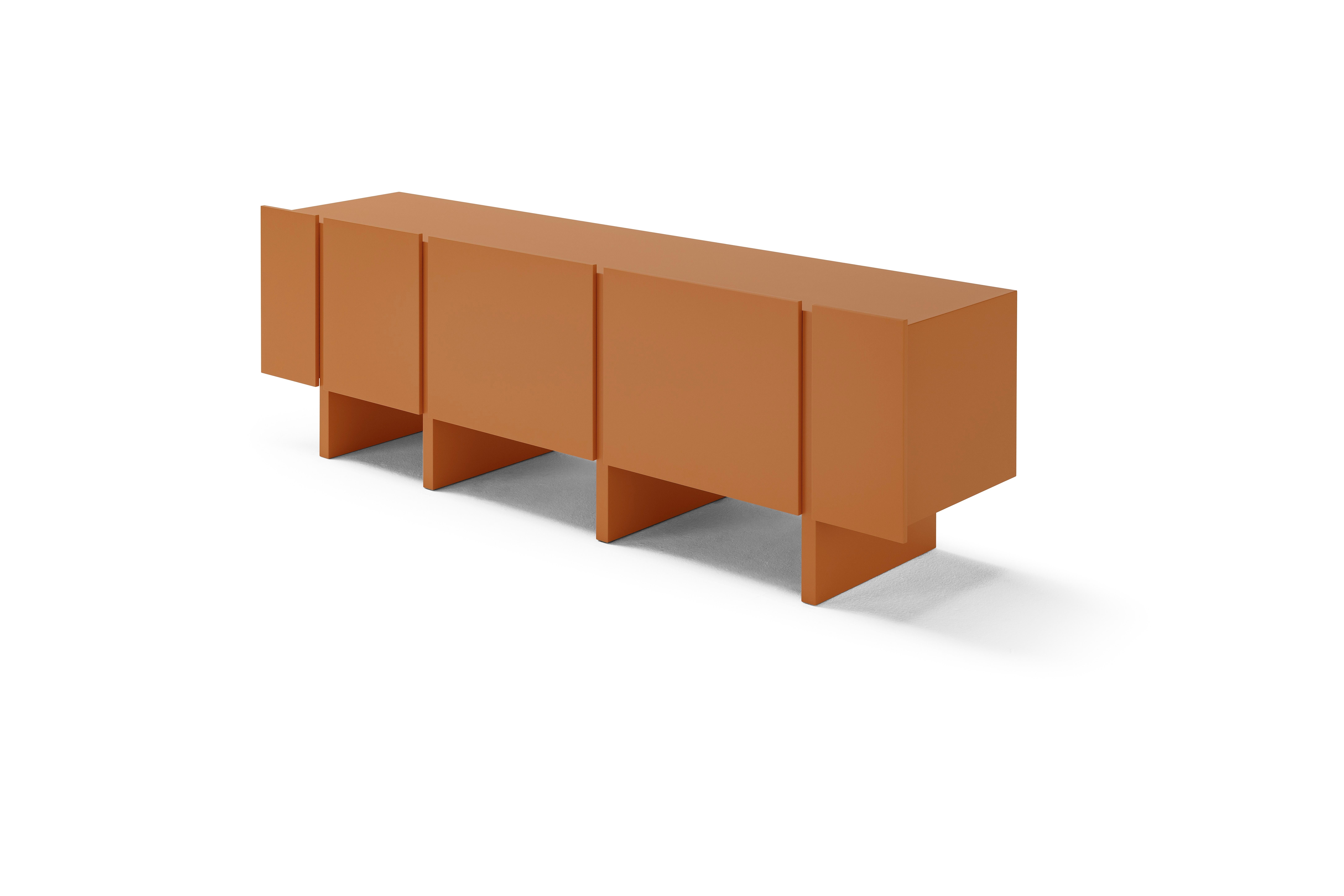 XXIe siècle et contemporain Enfilade personnalisable Sistema Parere M10, bois teinté orange en vente