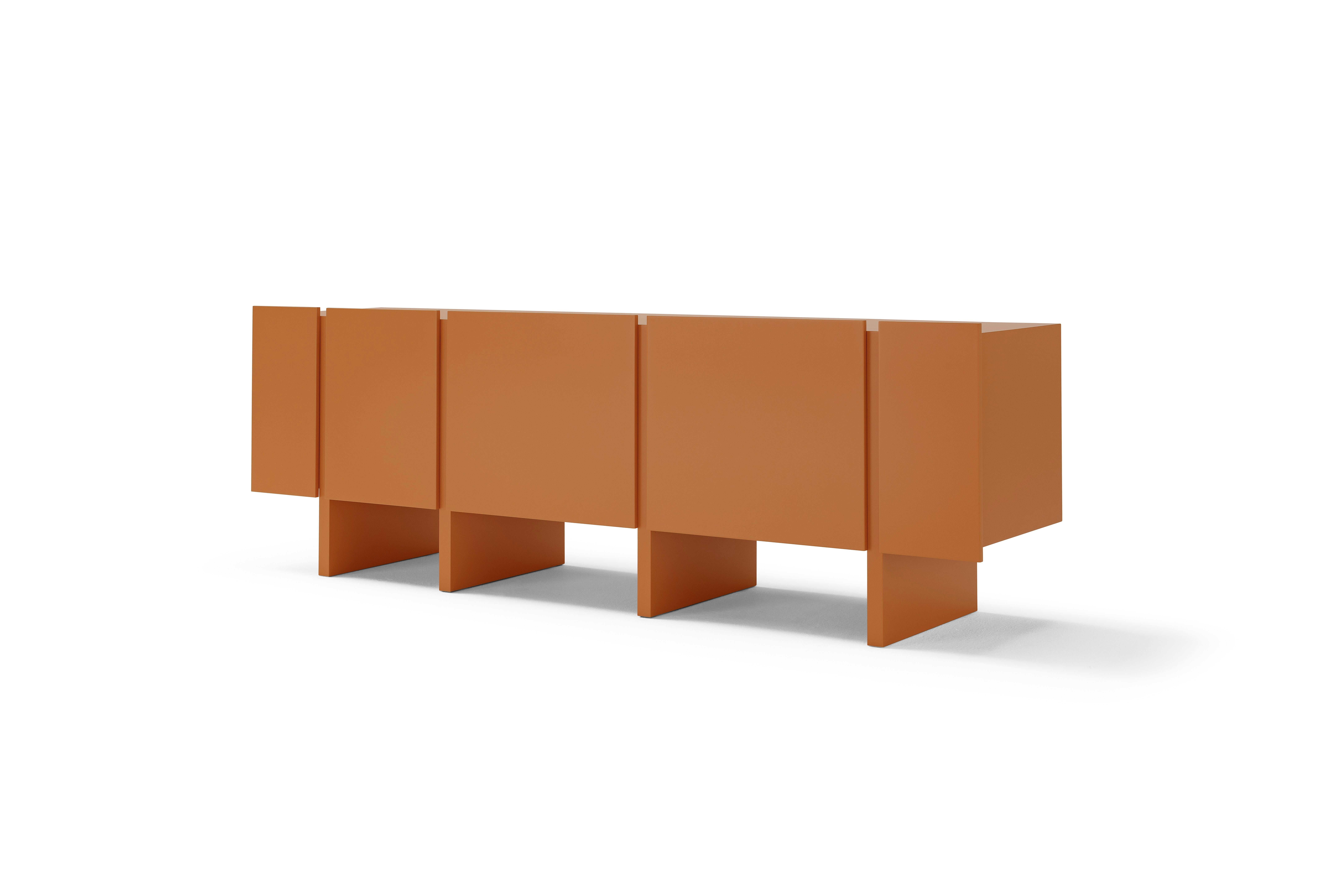Chêne Enfilade personnalisable Sistema Parere M10, bois teinté orange en vente