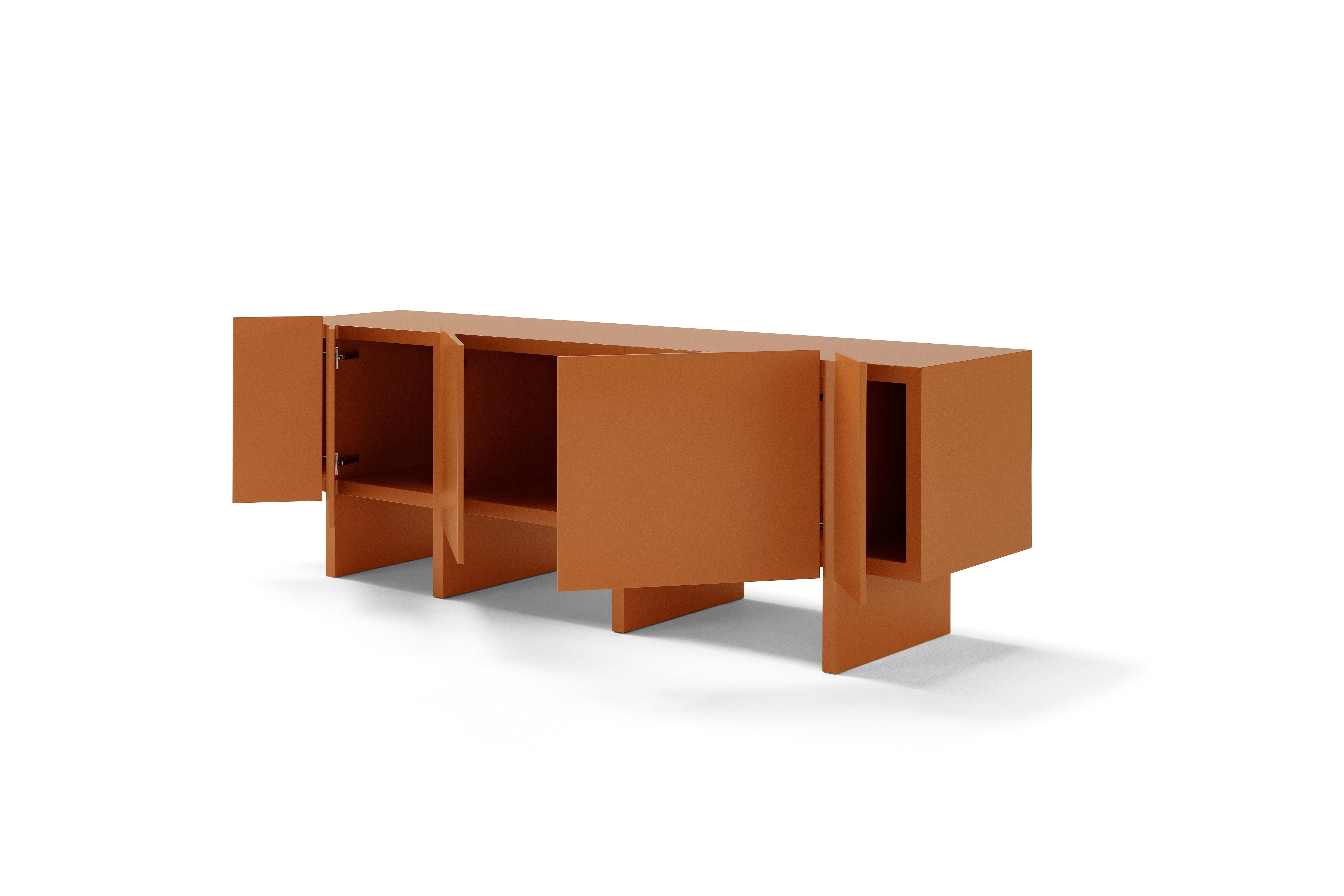 Enfilade personnalisable Sistema Parere M10, bois teinté orange en vente 1