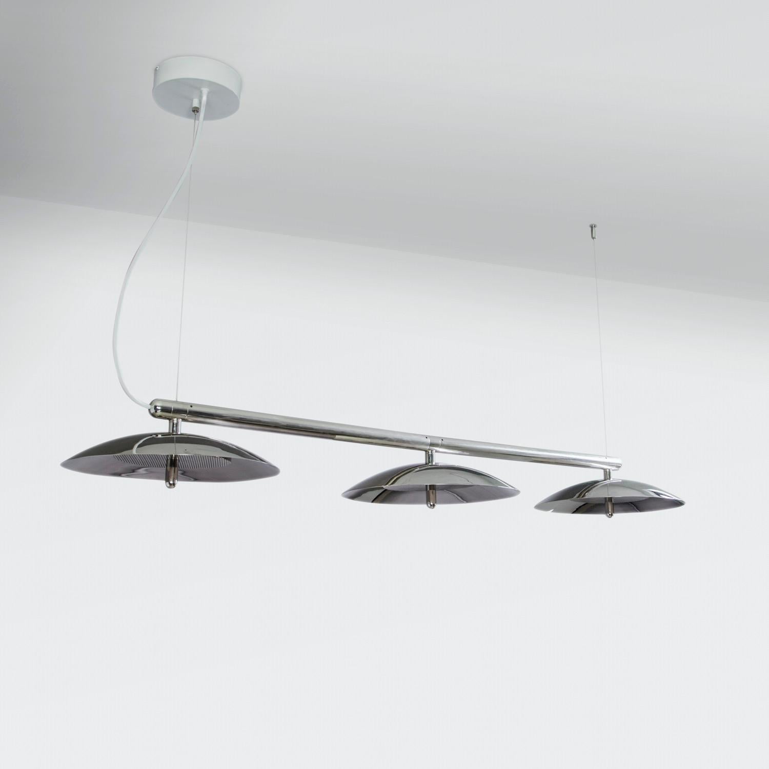 Contemporary Signal Linear Pendant, by Souda, Short, Nickel, Made to Order For Sale