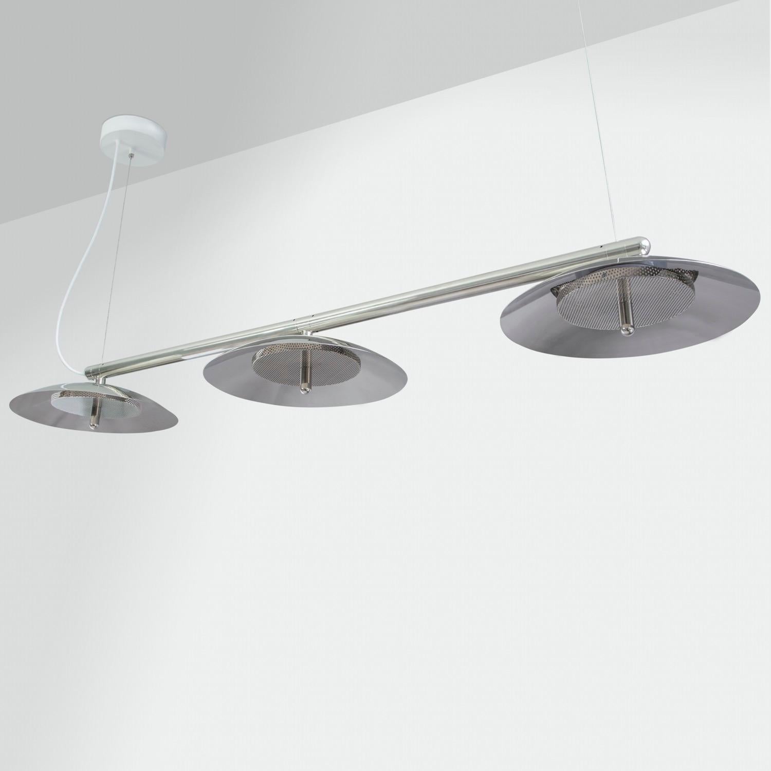 Metal Signal Linear Pendant, by Souda, Short, Nickel, Made to Order For Sale