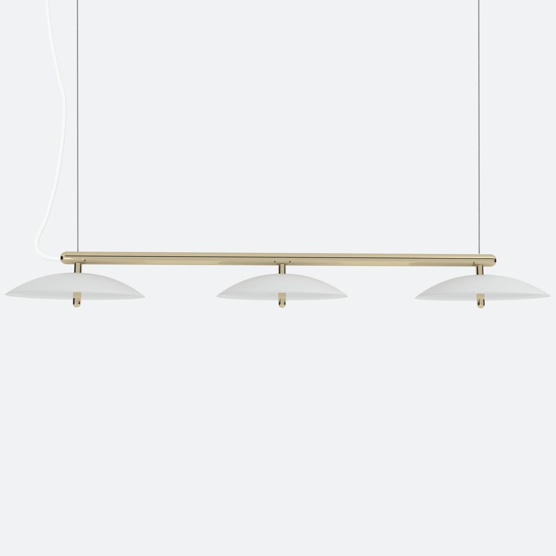 Contemporary Signal Linear Pendant, Souda, Medium, Black & Brass, Made to Order For Sale