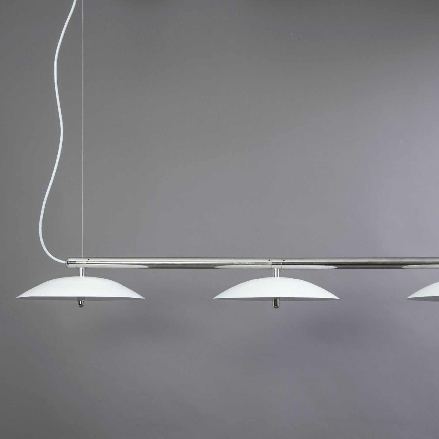 American Signal Linear Pendant, Souda, Medium, White & Brass, Made to Order For Sale