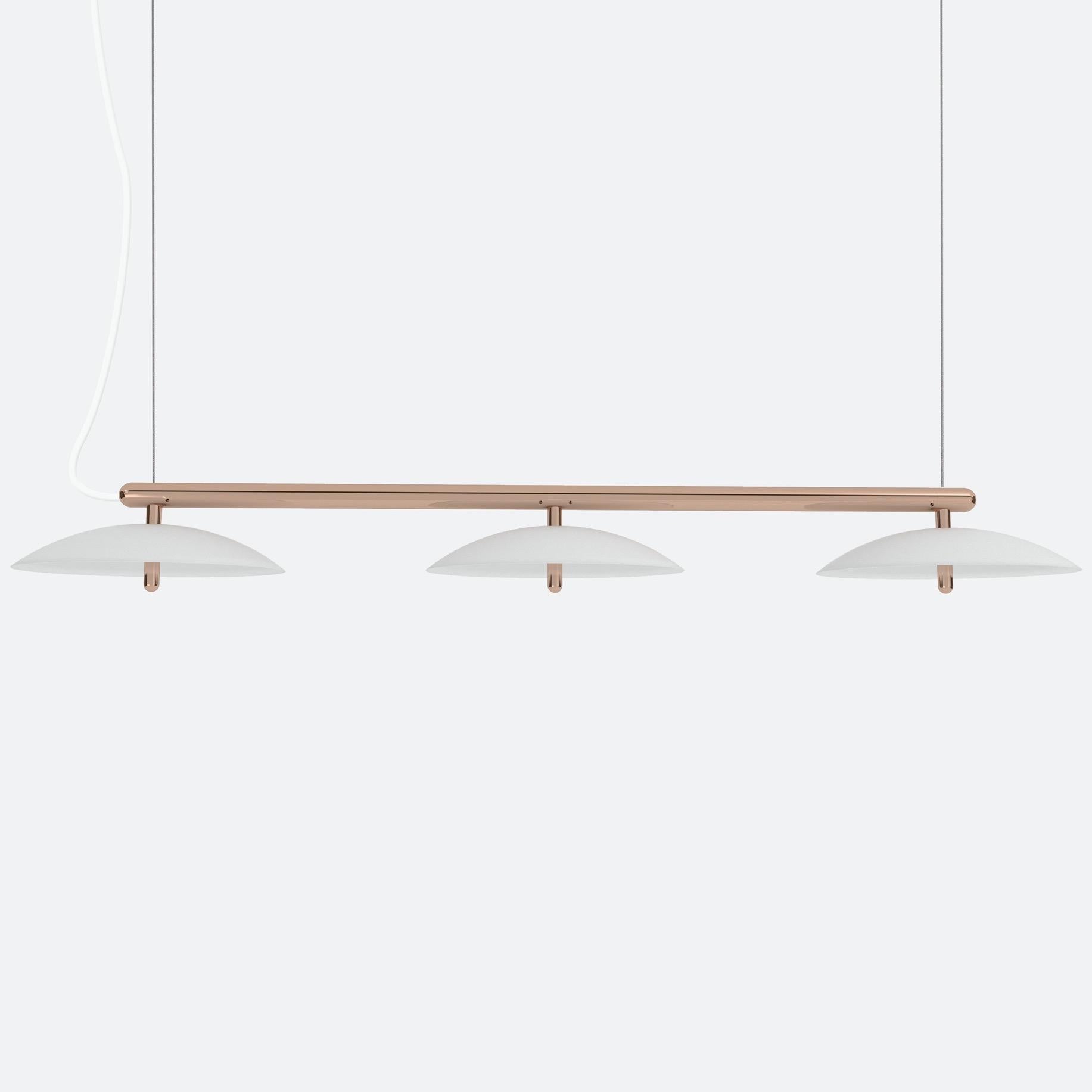 Customizable Signal Linear Pendant, Souda, Medium, White & Nickel, Made to Order In New Condition For Sale In Brooklyn, NY