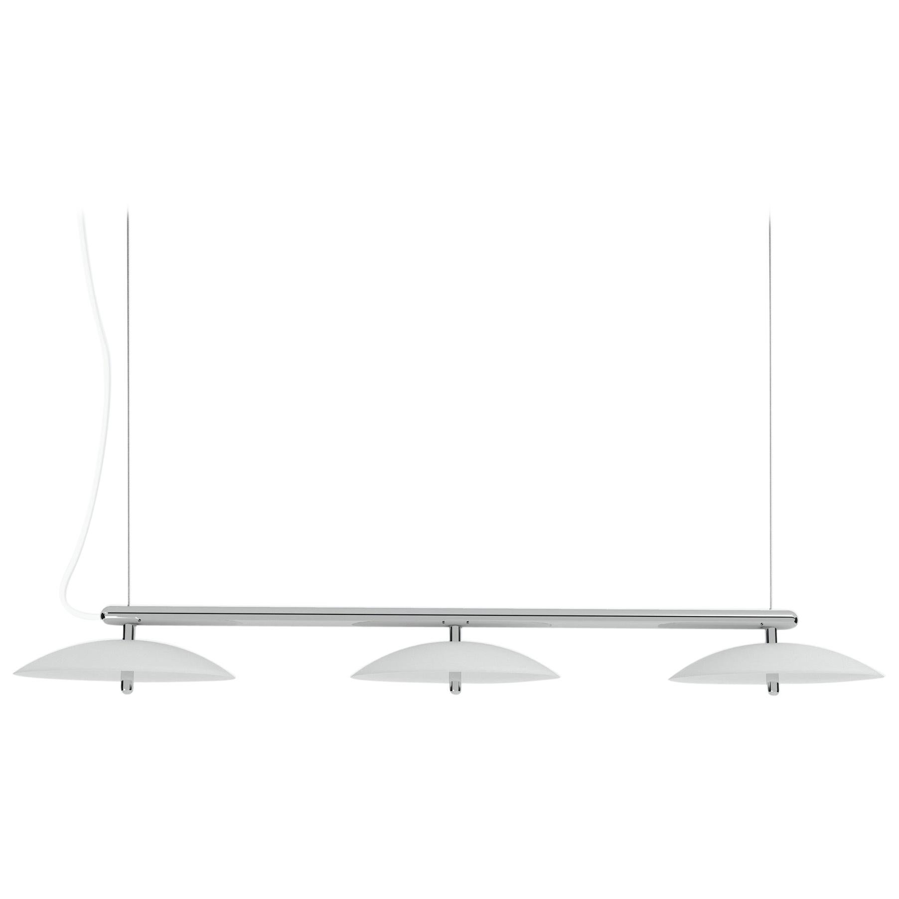 Customizable Signal Linear Pendant, Souda, Medium, White & Nickel, Made to Order For Sale