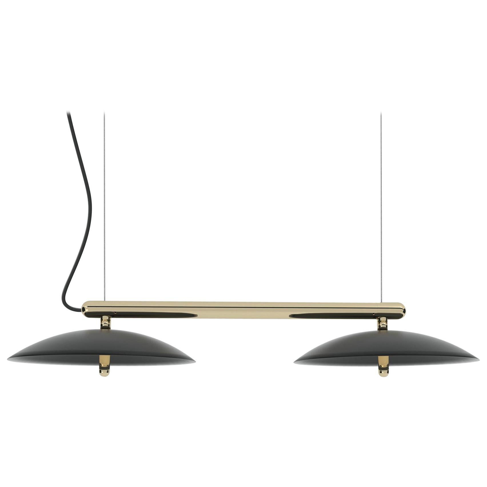 Signal Linear Pendant, Souda, Short, Black & Brass, Made to Order For Sale