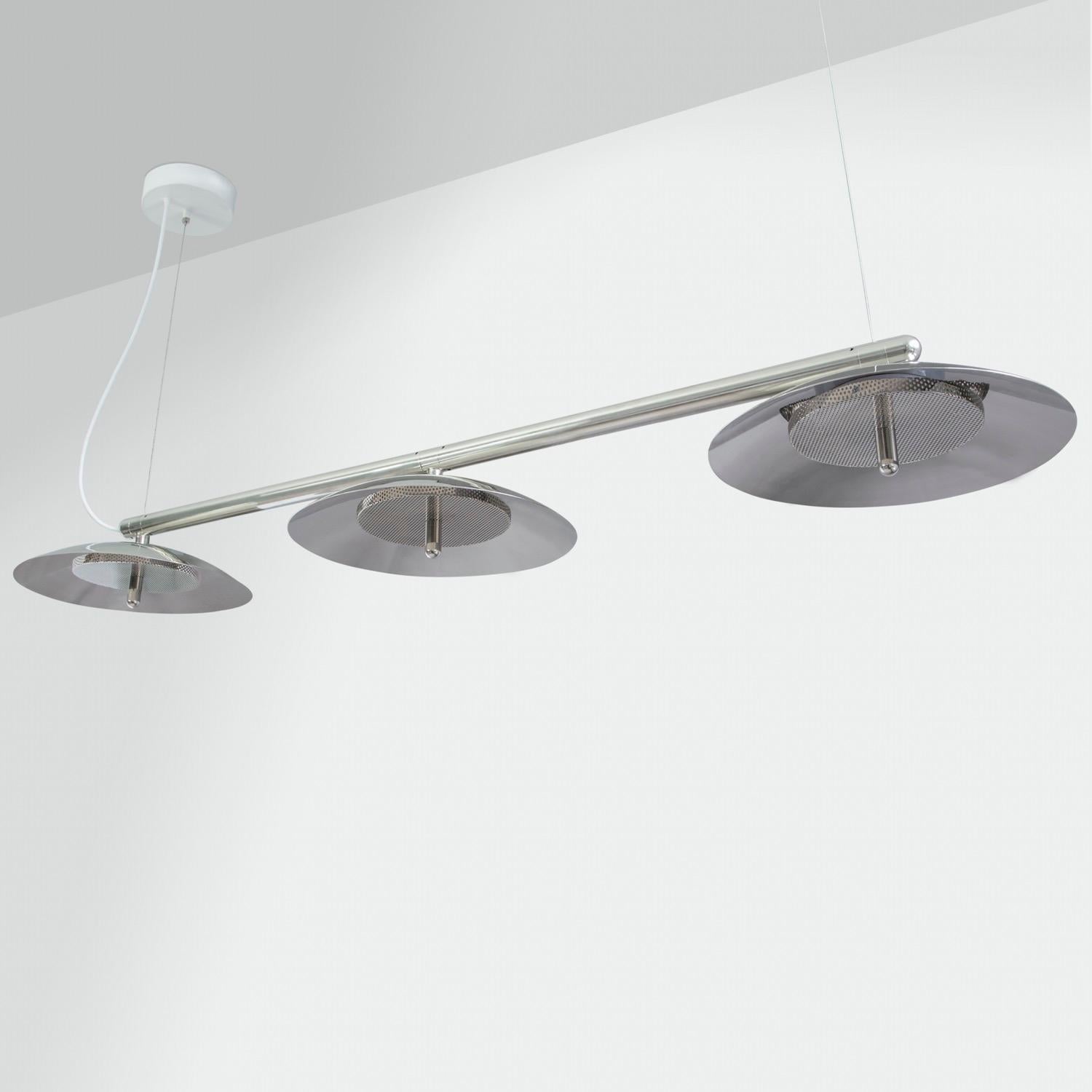 Contemporary Signal Linear Pendant, Souda, Short, Black and Nickel Made to Order For Sale