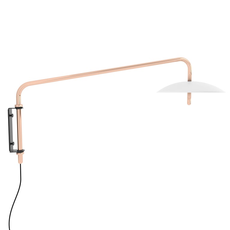Customizable Signal Swing Arm Sconce White X Copper From Souda For At 1stdibs Customizable Signal Swing Arm Sconce, Accordion Swing Arm Lamp