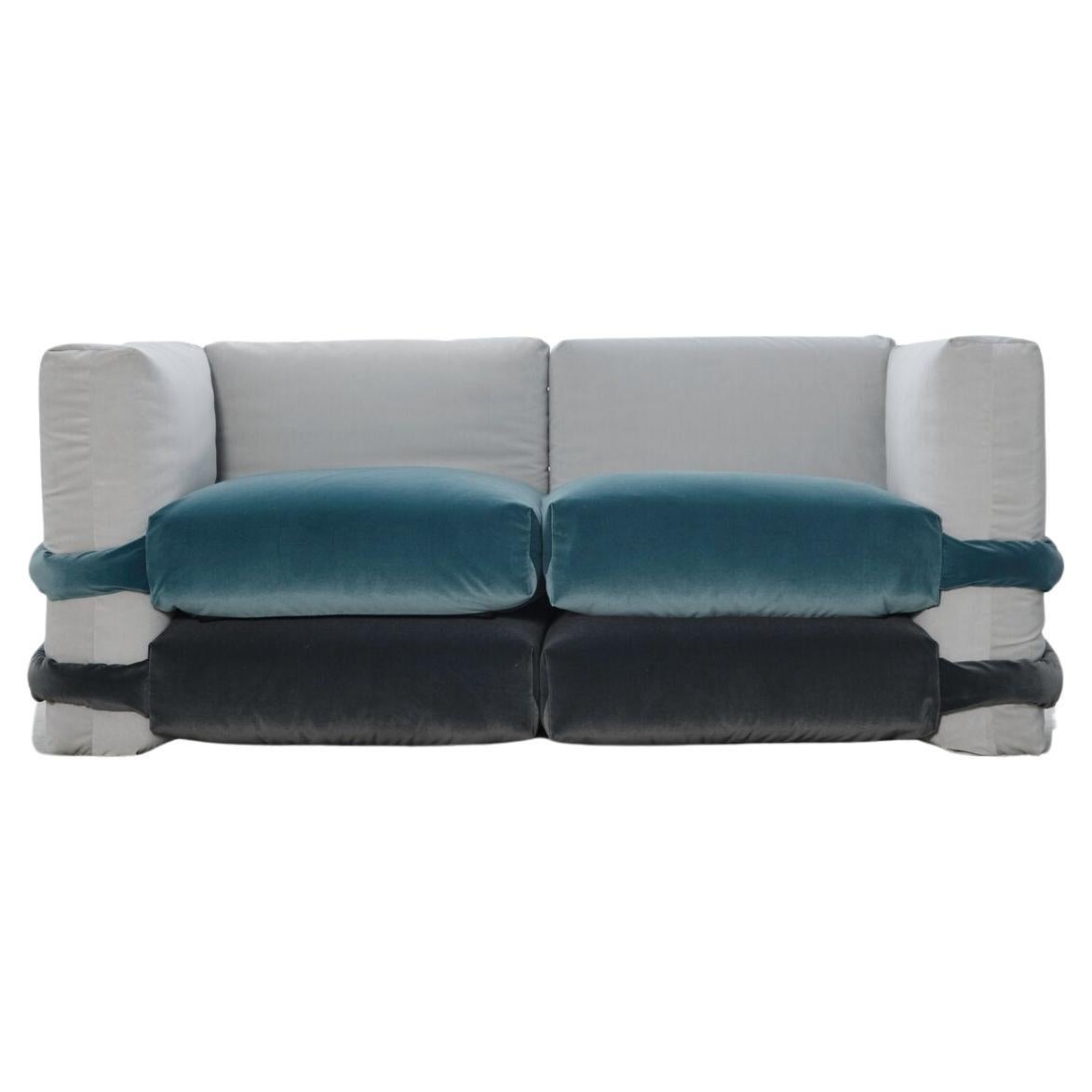 Canapé personnalisable 2 modules 'Pillow' by Muller Van Severen, Blue Velvet