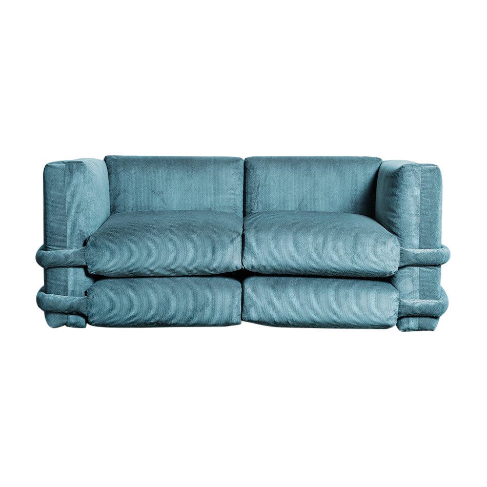 Customizable Sofa 2 modules 'Pillow' by Muller Van Severen, Sky Blue Corduroy