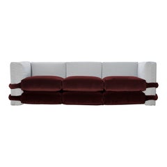 Customizable Sofa 3 modules 'Pillow' by Muller Van Severen, Burgundy Velvet