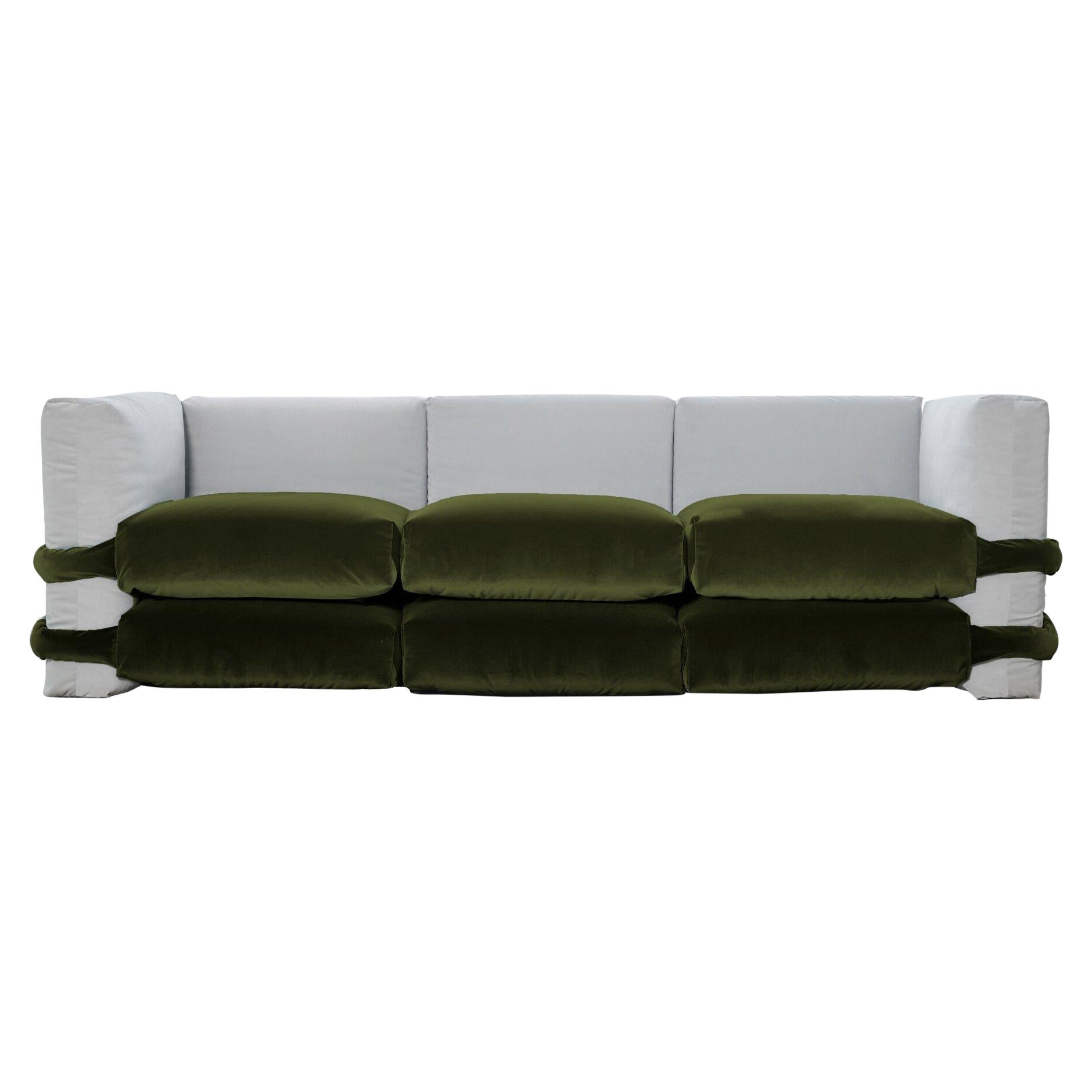 Customizable Sofa 3 modules 'Pillow' by Muller Van Severen, Green Velvet For Sale