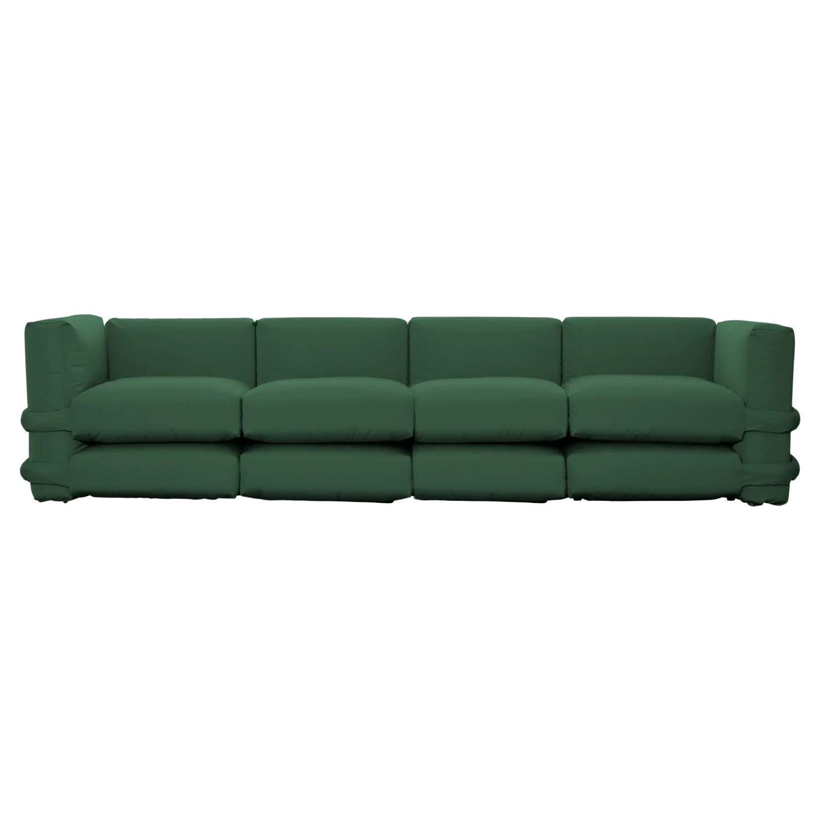 Customizable Sofa 4 modules 'Pillow' by Muller Van Severen, Forest Green Canvas
