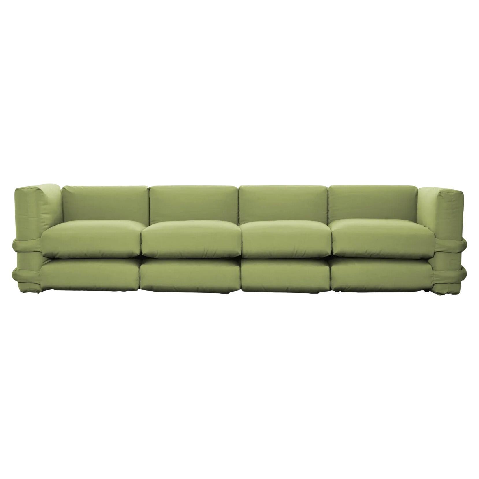 Customizable Sofa 4 modules 'Pillow' by Muller Van Severen, Green Tea Canvas