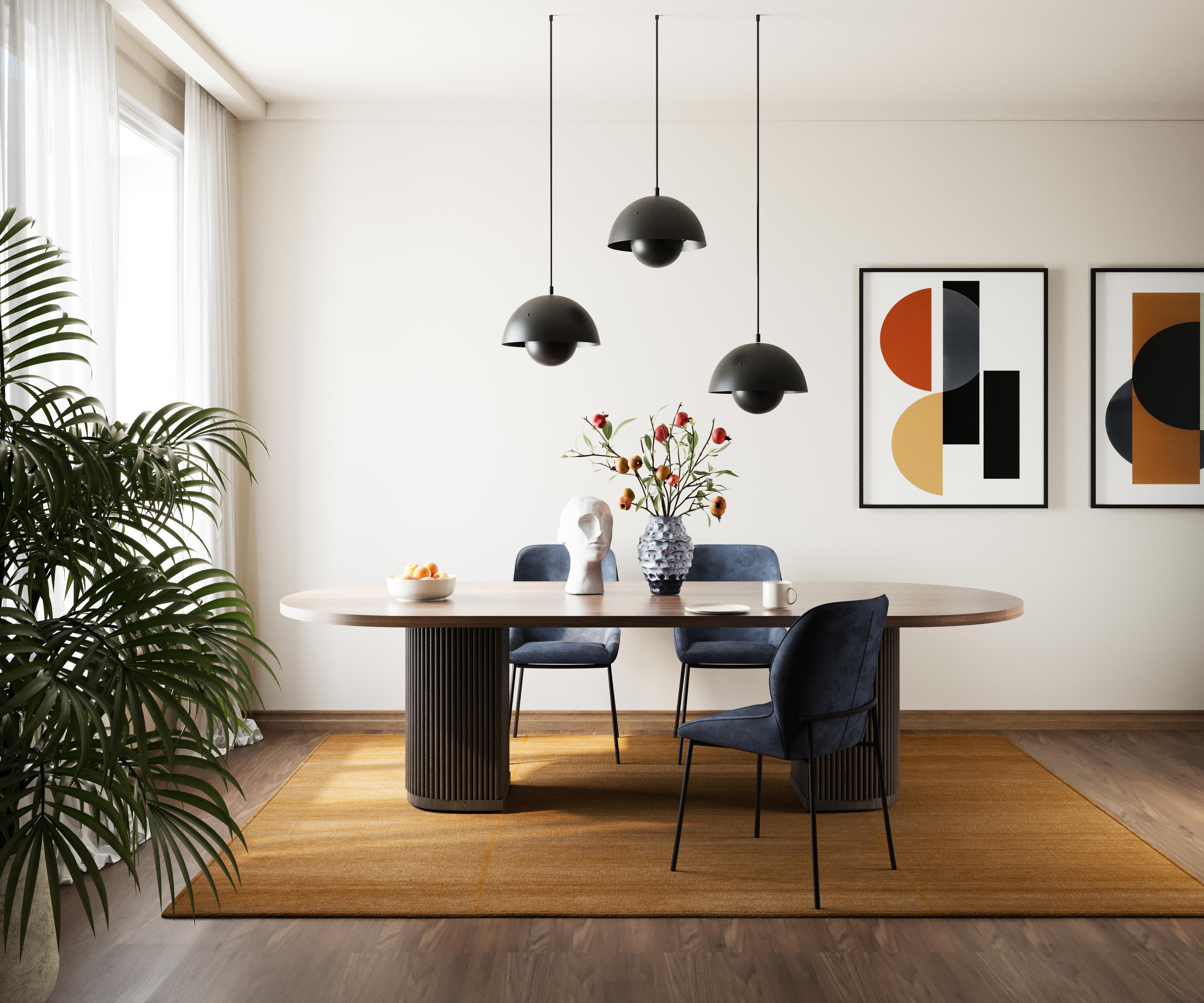 La table à manger Radius est un meuble qui donnera le ton du style à votre maison. Depuis des générations, le bois massif est considéré comme un matériau de construction durable et prestigieux. La base à tambour de la table est un élément de design