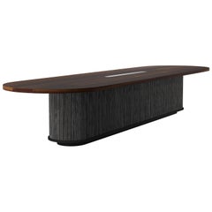 8' Customizable Solid Wood "Radius" Modern Dining Table with Tambour Base