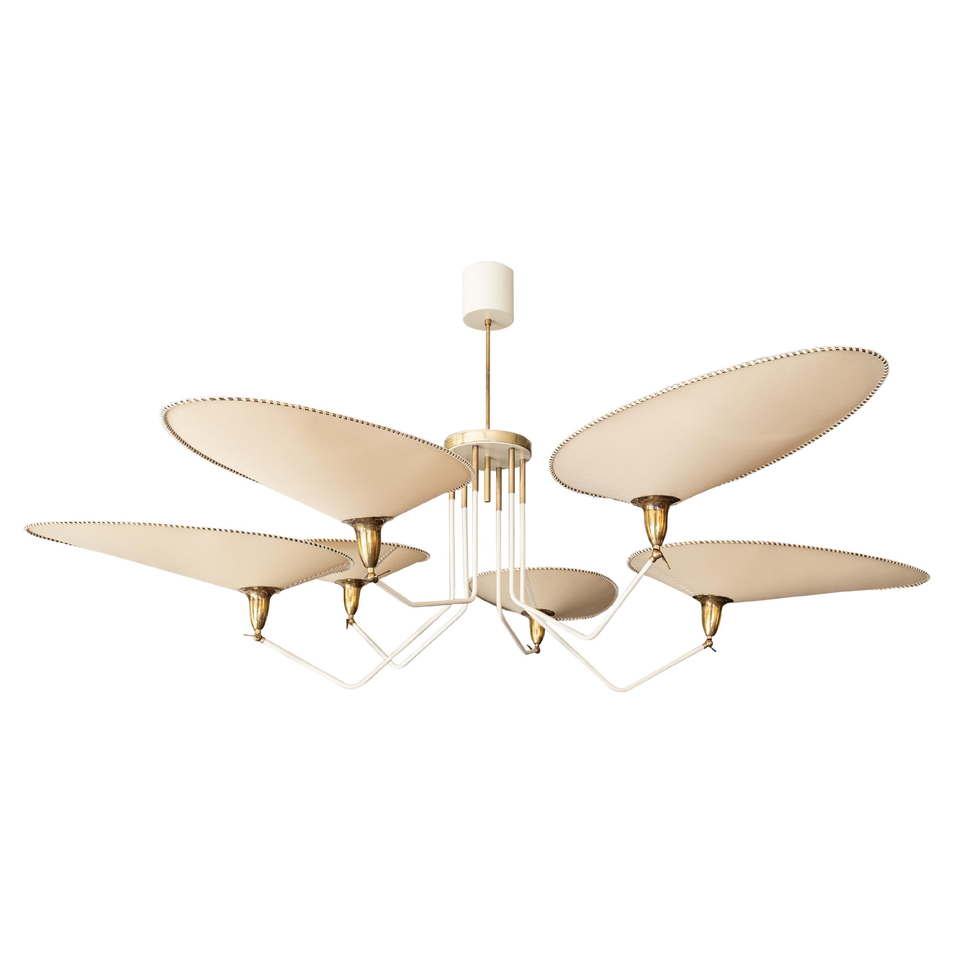 Customizable Spider 200 cream silk & parchment ceiling light by Diego Mardegan