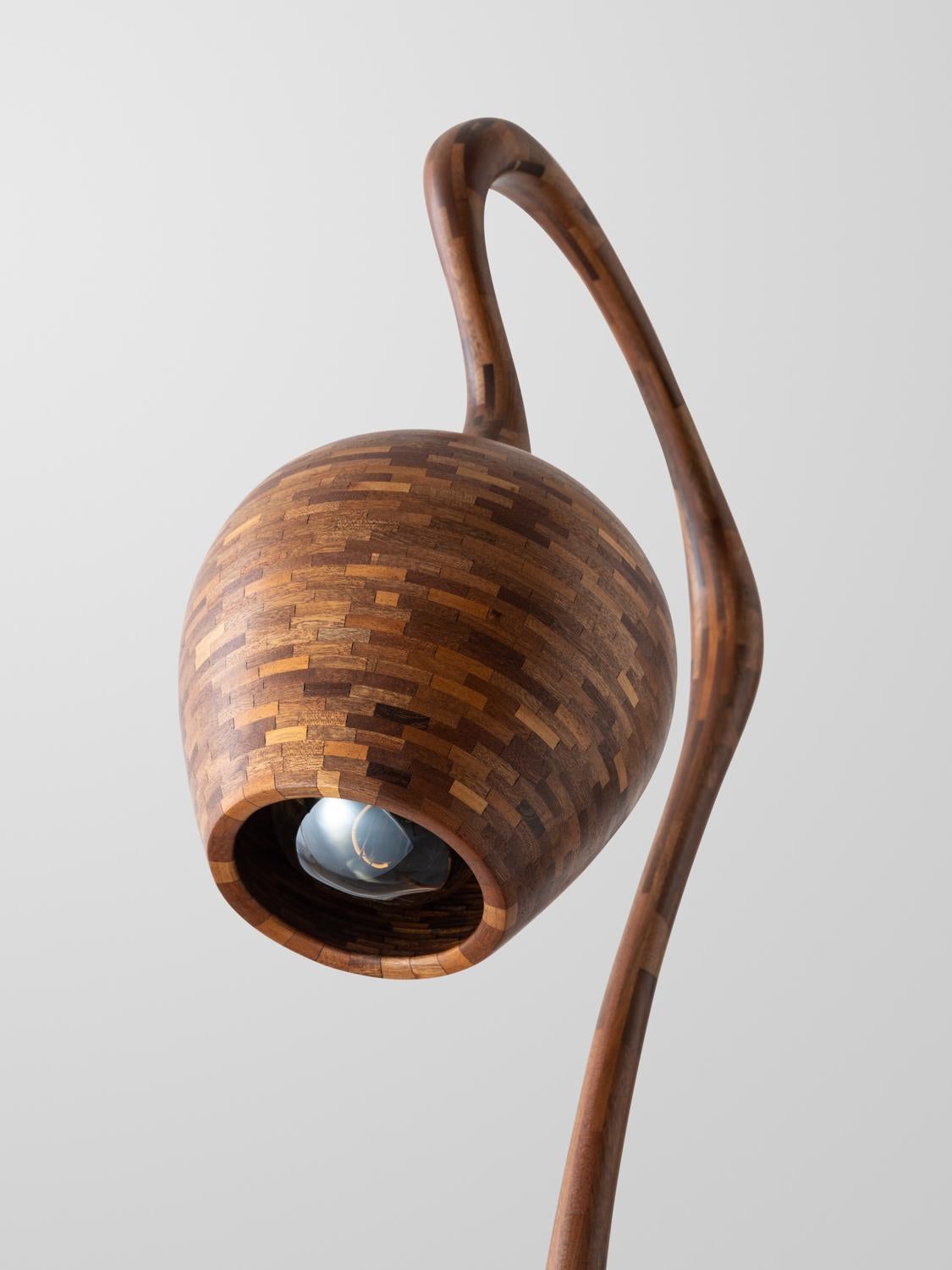 Laminated Wooden STACKED Floor Lamp No.2,  shown in salvaged Mahogany, Customizable For Sale
