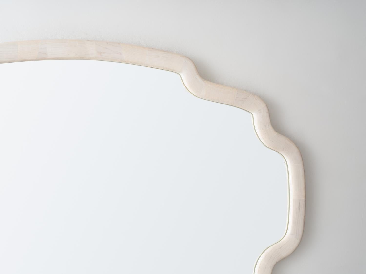 American Customizable STACKED Deco Inspired Mirror, shown in Maple with Ivory Finish For Sale
