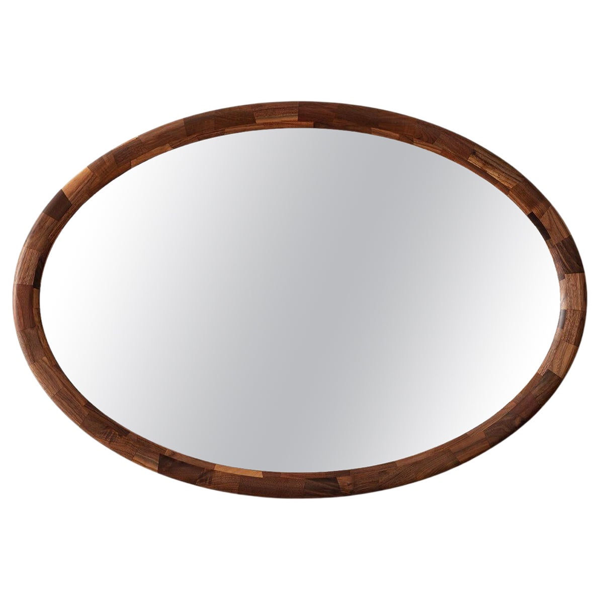 Customizable STACKED Horizontal Oval Wooden Mirror, example shown in Walnut