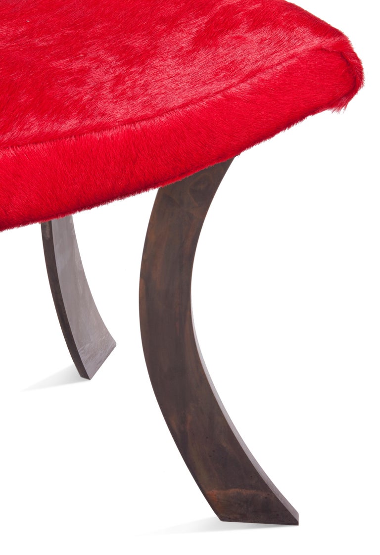 Modern Steel Legged Upholstered Ottoman-Customizable  For Sale