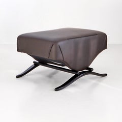 Customizable Stool/ Ottoman, Bent Wood, Leather Upholstery, Glossy Lacquer