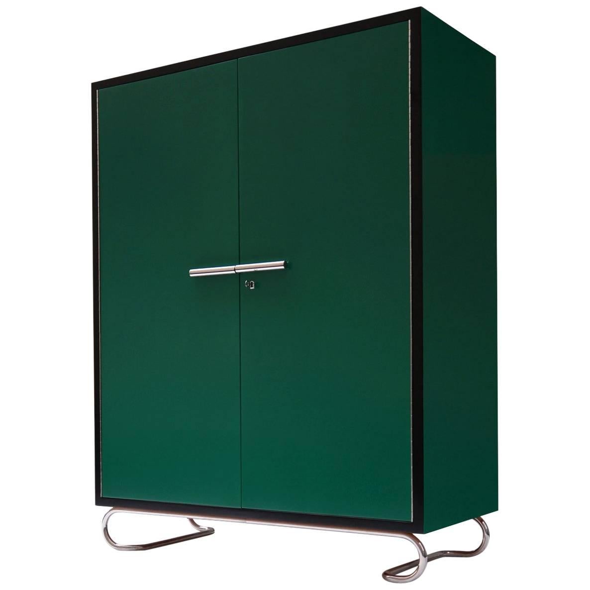 Customizable Storage Cabinet in Lacquered Wood and Tubular Steel Hardware For Sale