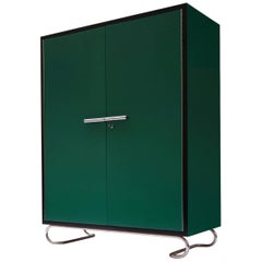 Customizable Storage Cabinet in Lacquered Wood and Tubular Steel Hardware
