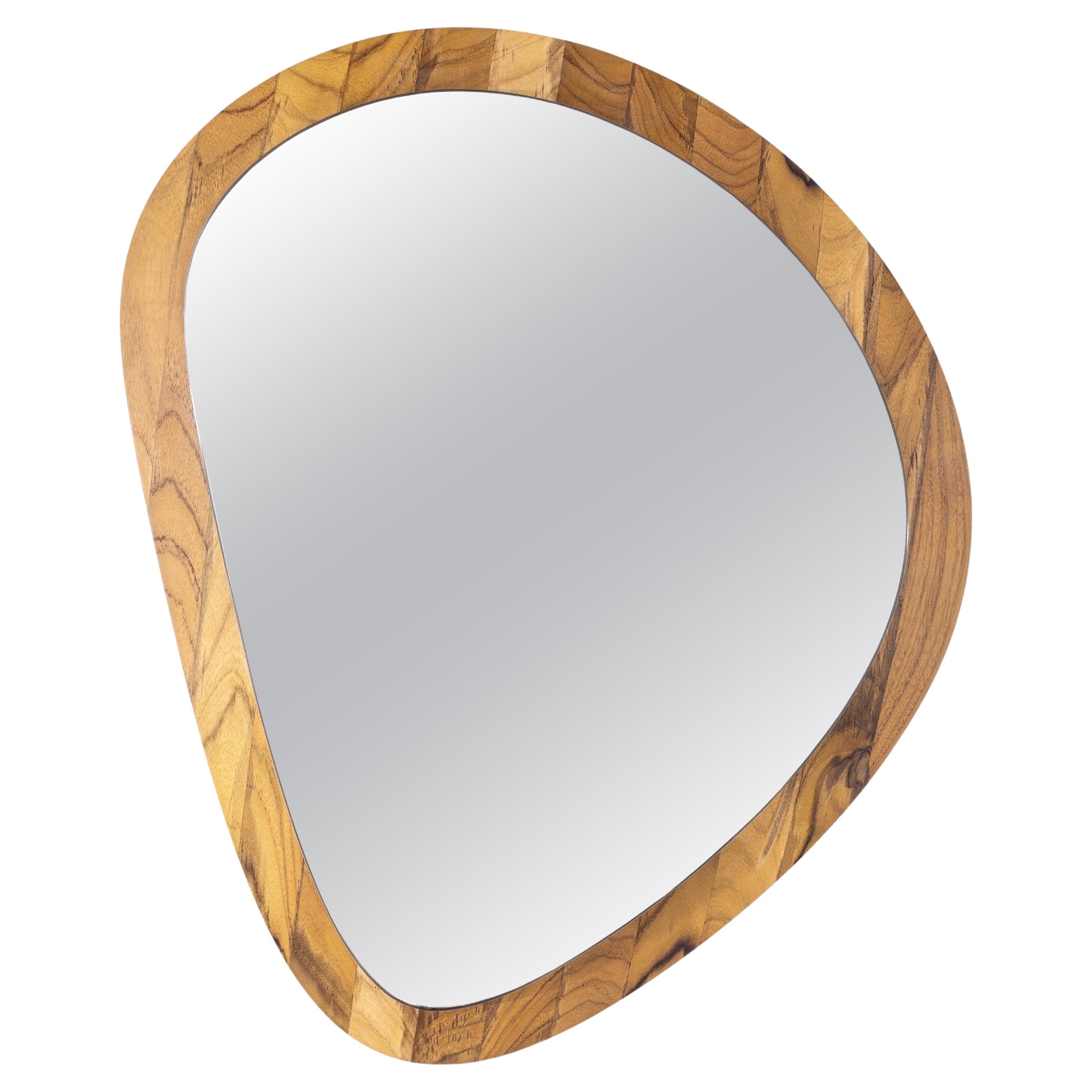 Customizable Teak Mirror with Organic Design, 20-Inch - Pantê Collection