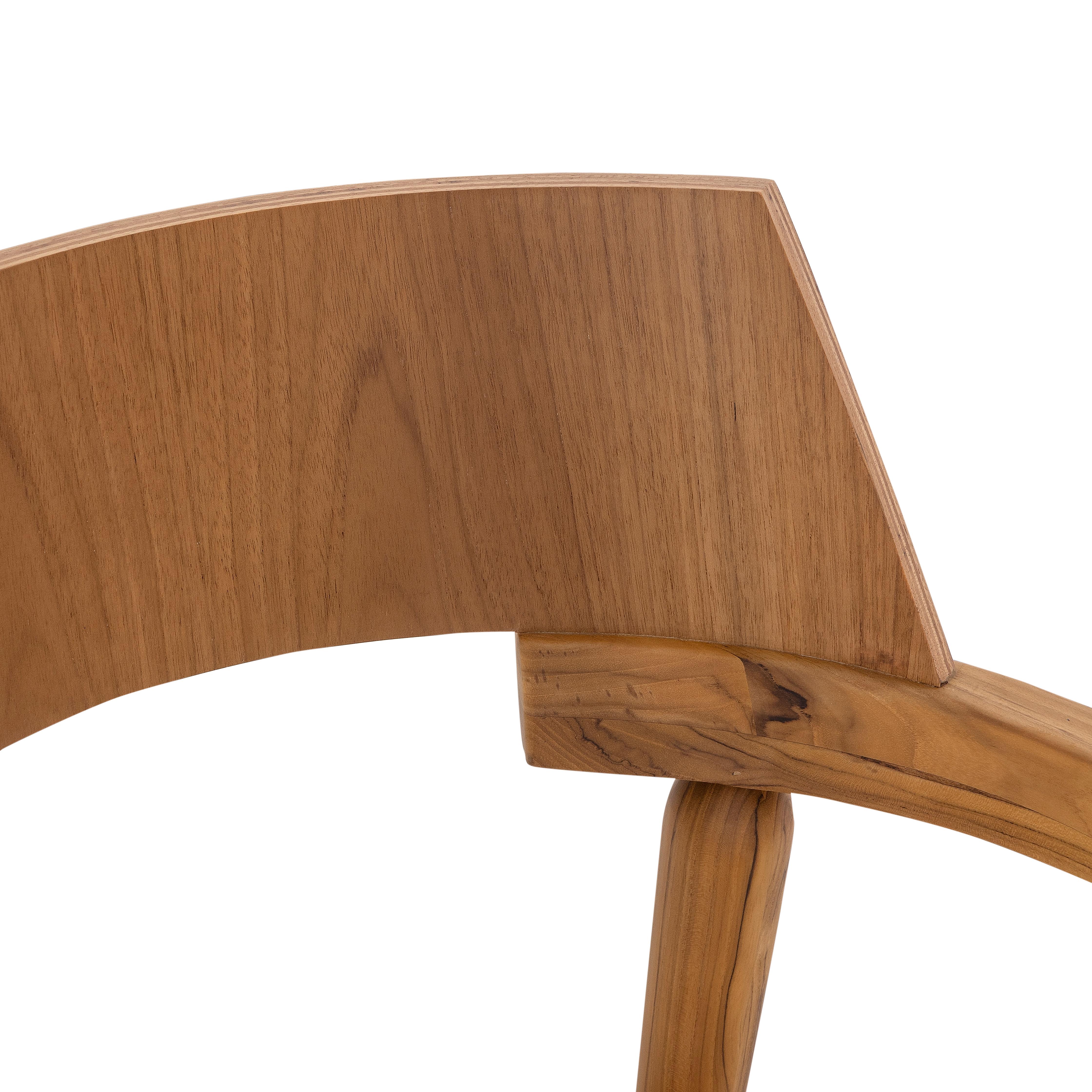 Customizable Teak Wood Dining Chair with White Upholstery - Bone Collection For Sale 3