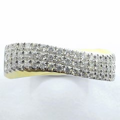 Bespoke Triple Row Pavé Diamond Curved Contour Wedding Band in 14K/18K WG