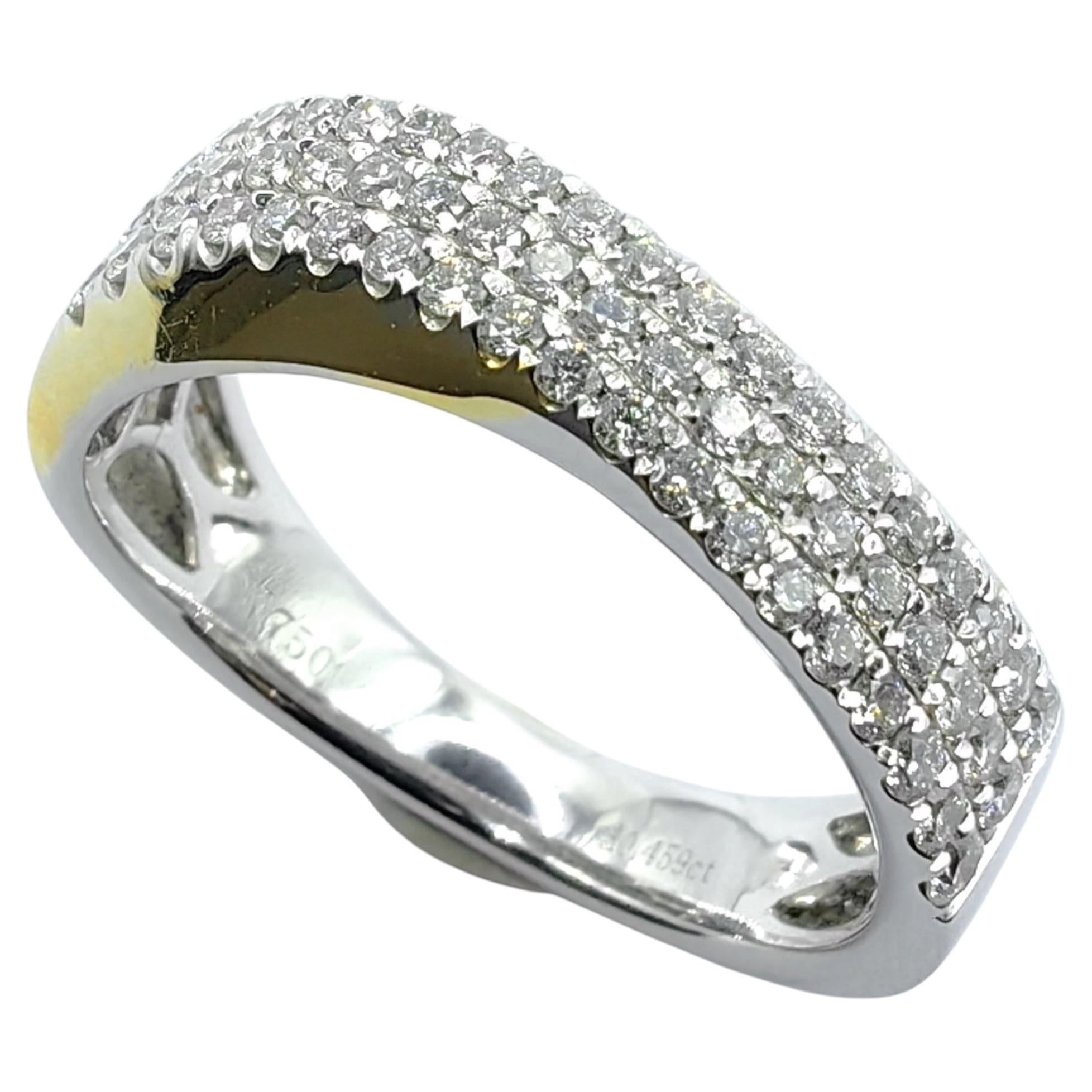 Bespoke Triple Row Pavé Diamond Curved Contour Wedding Band in 14K/18K WG