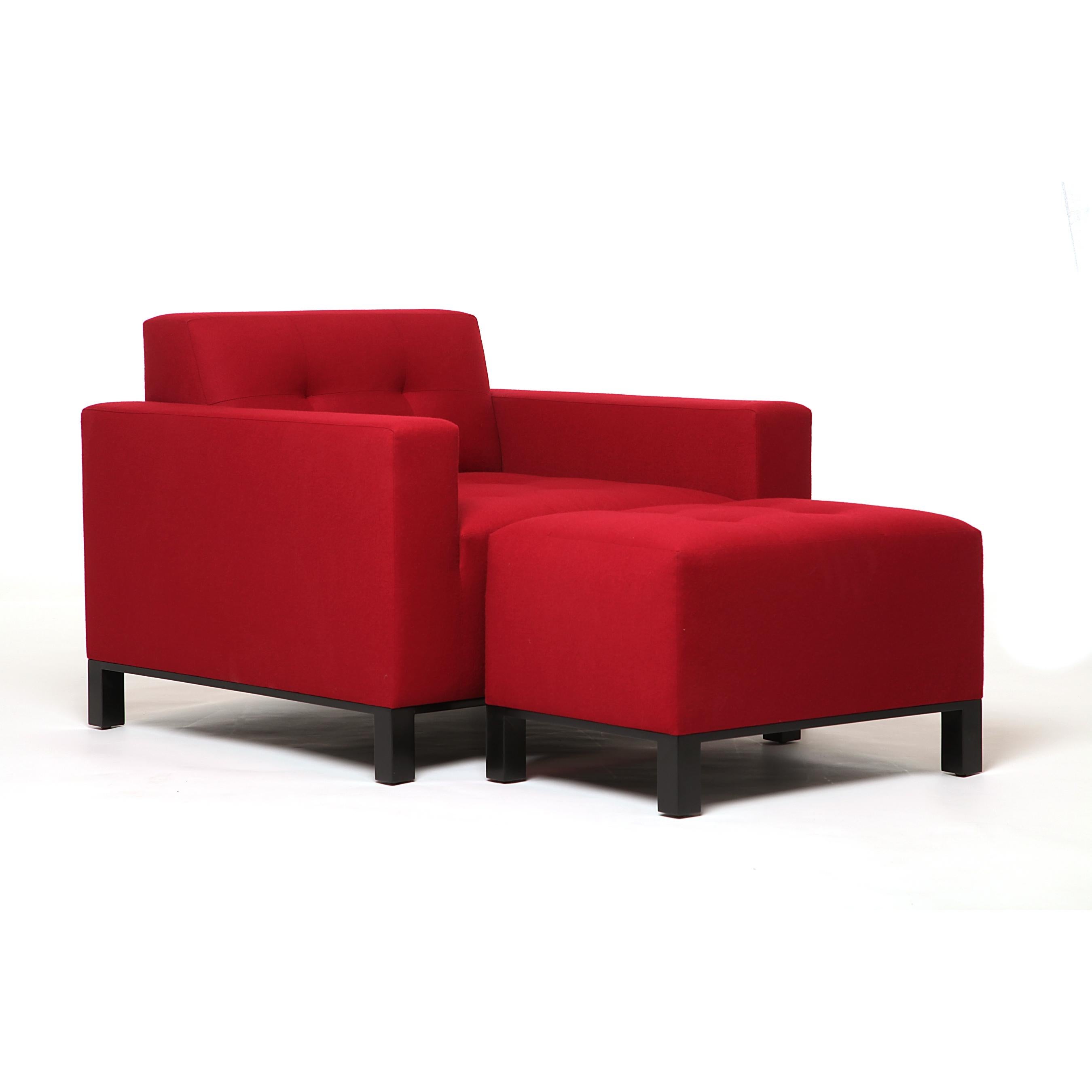 red tufted ottoman