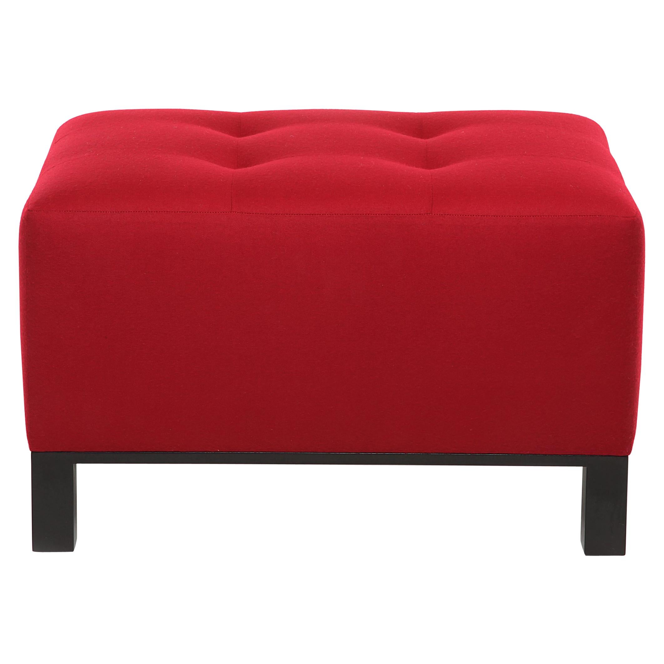 Wooster Ottoman custom ottoman tufted wood base red pull tufted tight seat wood 