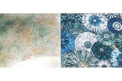 Modern Turquoise Mystic Blossom Glass Mosaic Console by Ercole Home