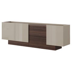 Customizable Two-Tone Sideboard: High Gloss Greige Lacquer & Rich Eucalyptus