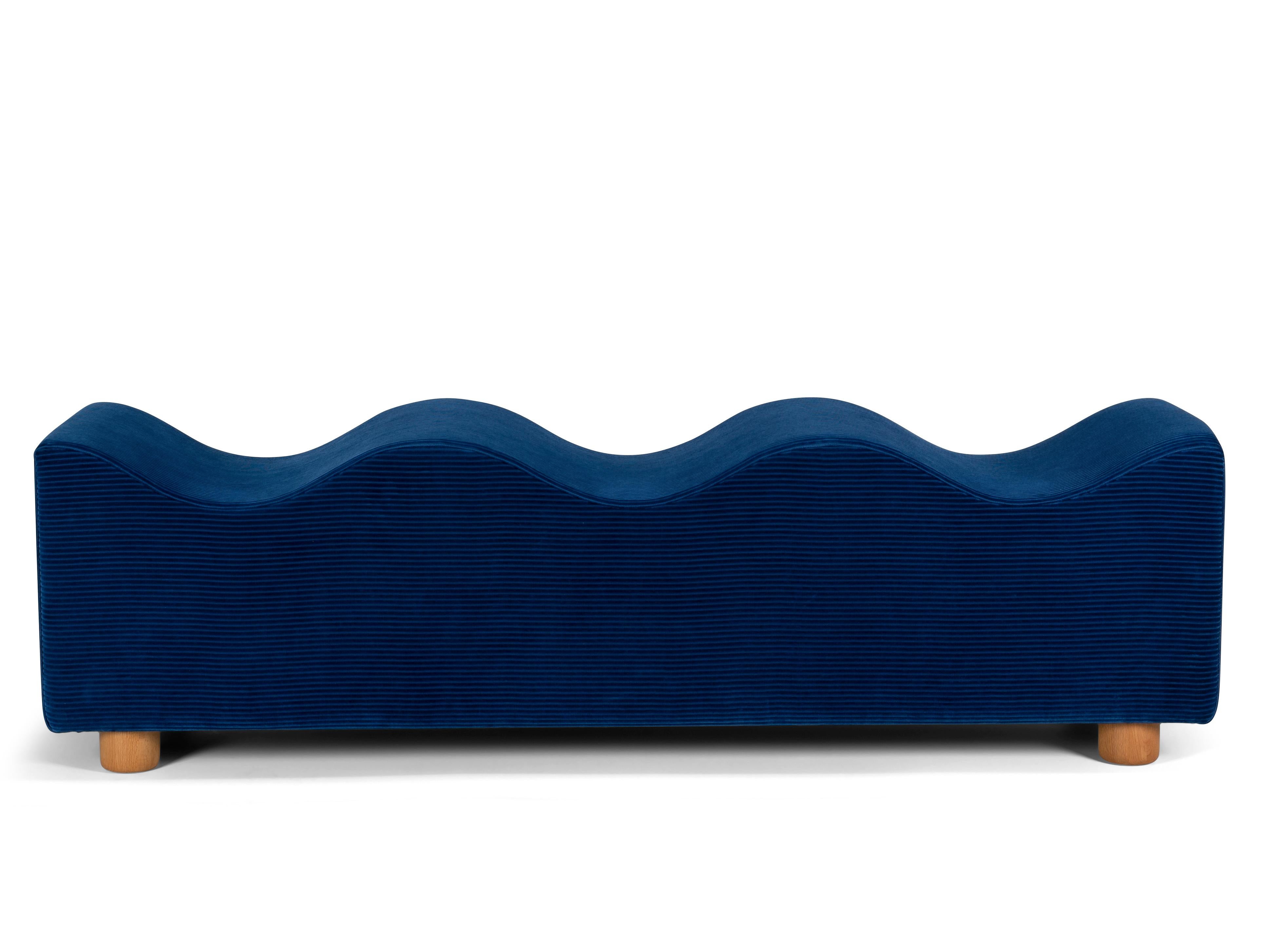 Customizable Upholstered Wave Bench in Corduroy by Objects for Objects For Sale 1