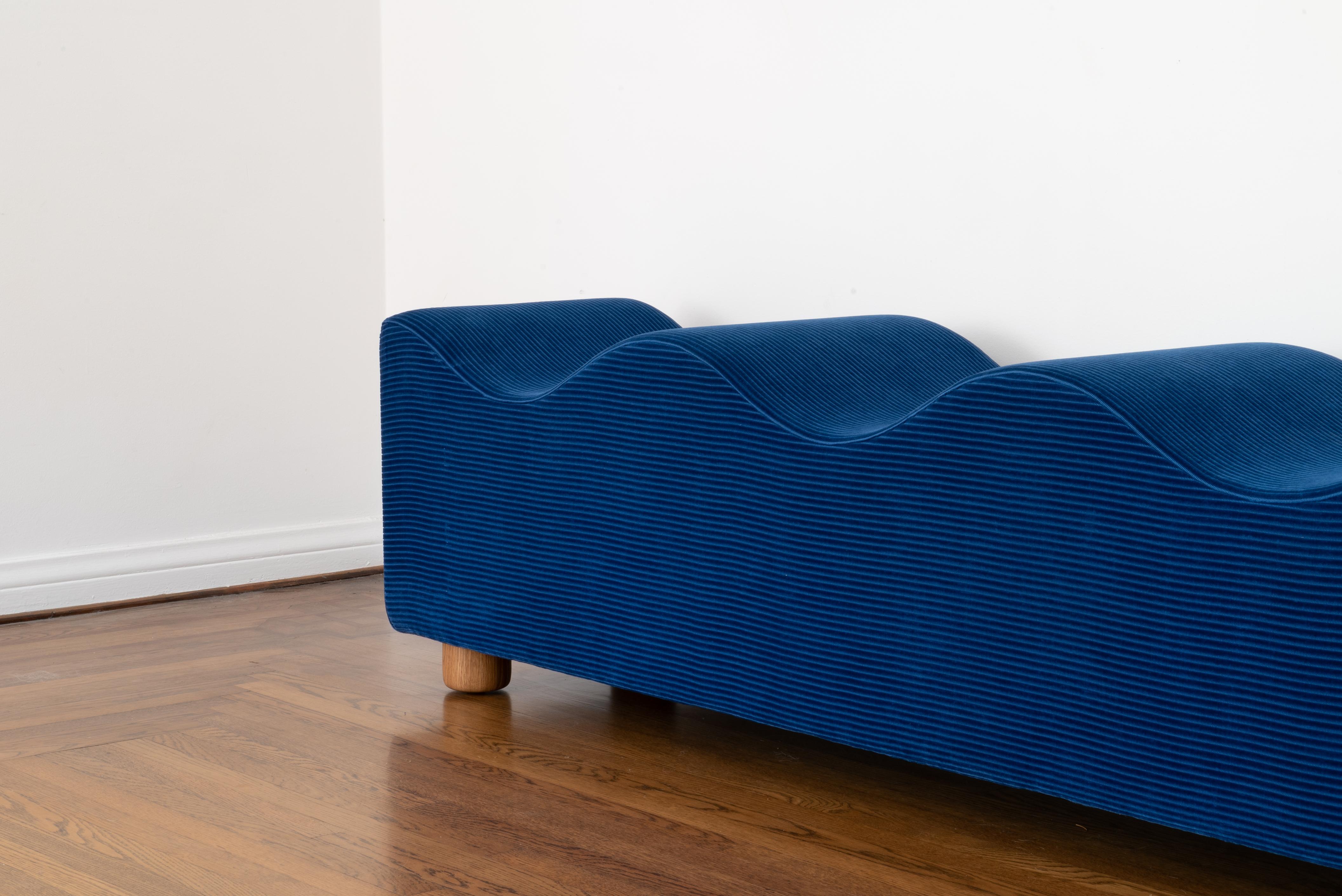 Customizable Upholstered Wave Bench in Corduroy by Objects for Objects For Sale 3