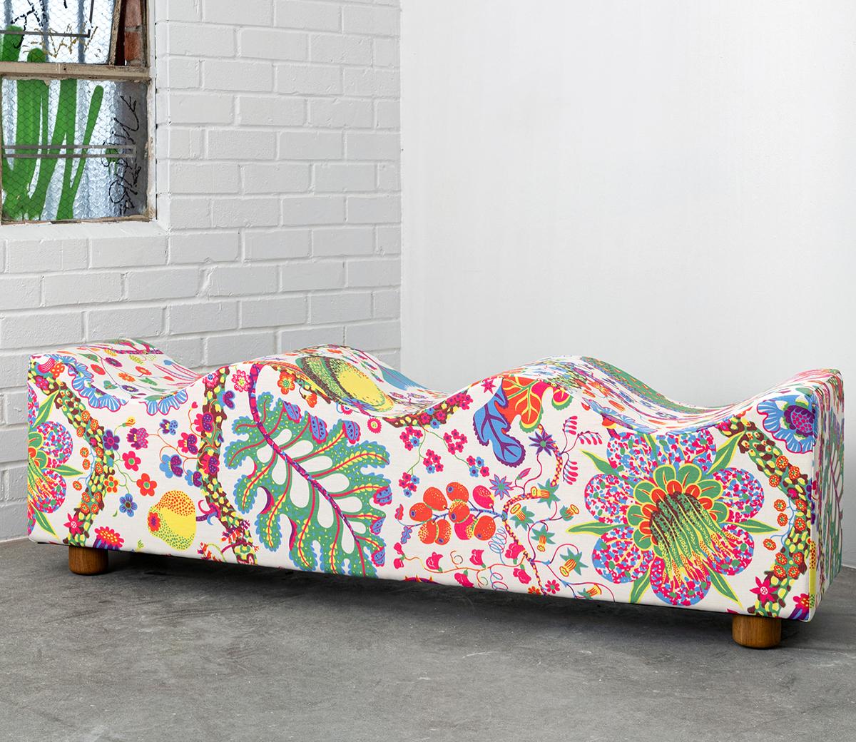 Customizable Upholstered Wave Bench in Corduroy by Objects for Objects For Sale 4