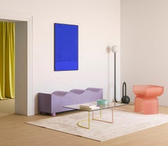 Customizable Upholstered Wave Bench in Lavender Velour by Objects for Objects