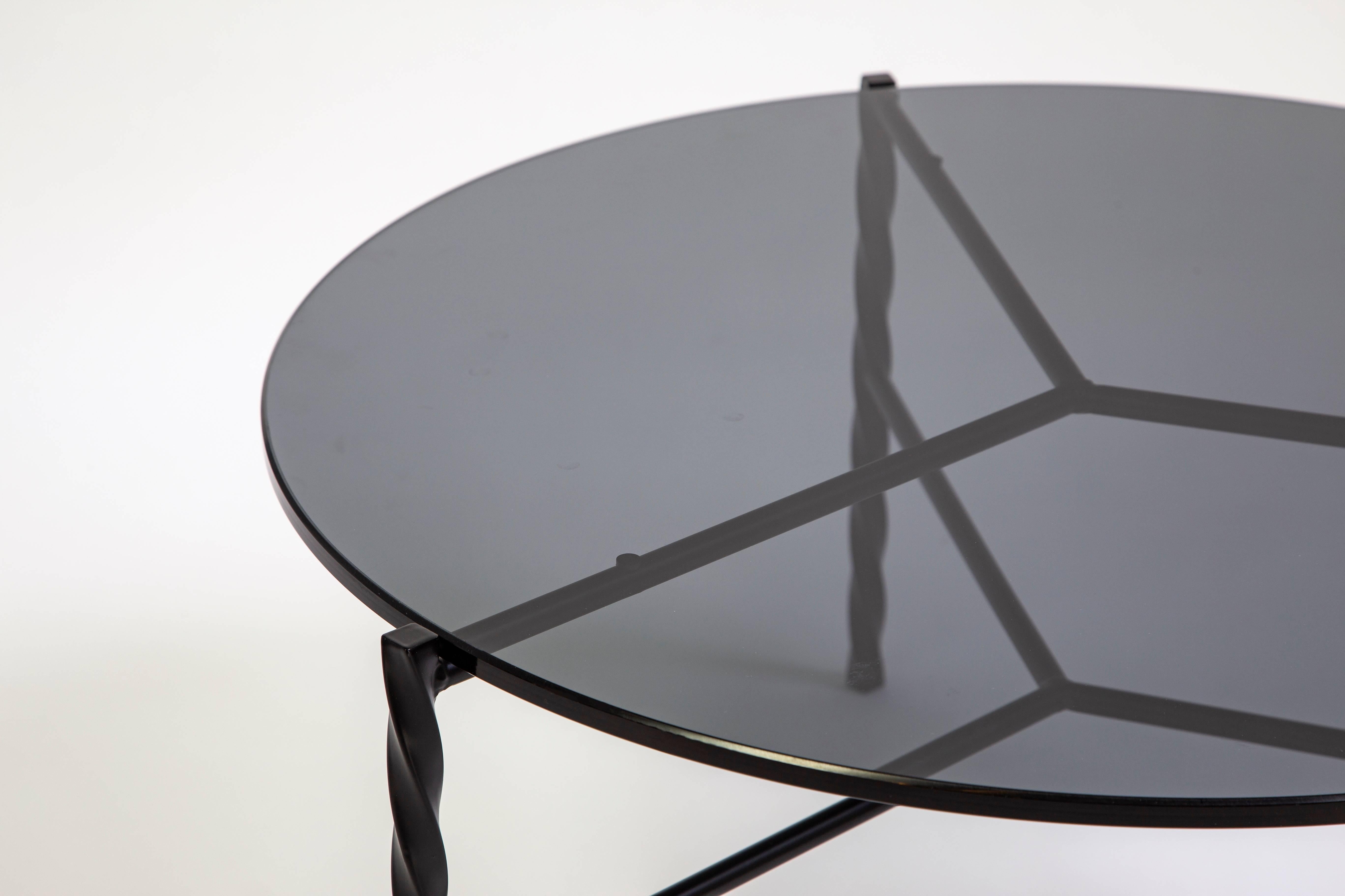 Modern Von Iron Coffee Table from Souda, Black and Glass, Floor Model