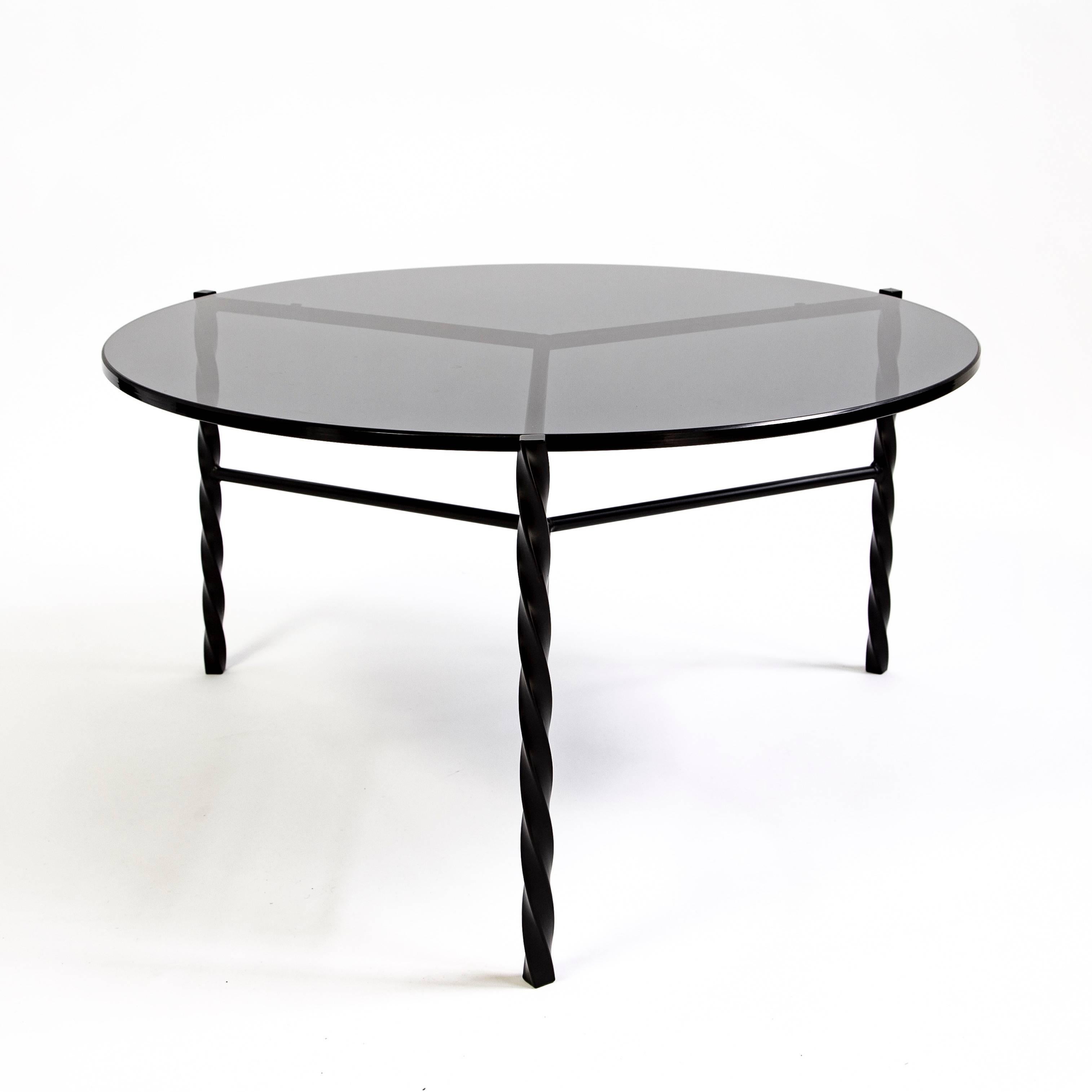 Powder-Coated Von Iron Coffee Table from Souda, Black and Glass, Floor Model