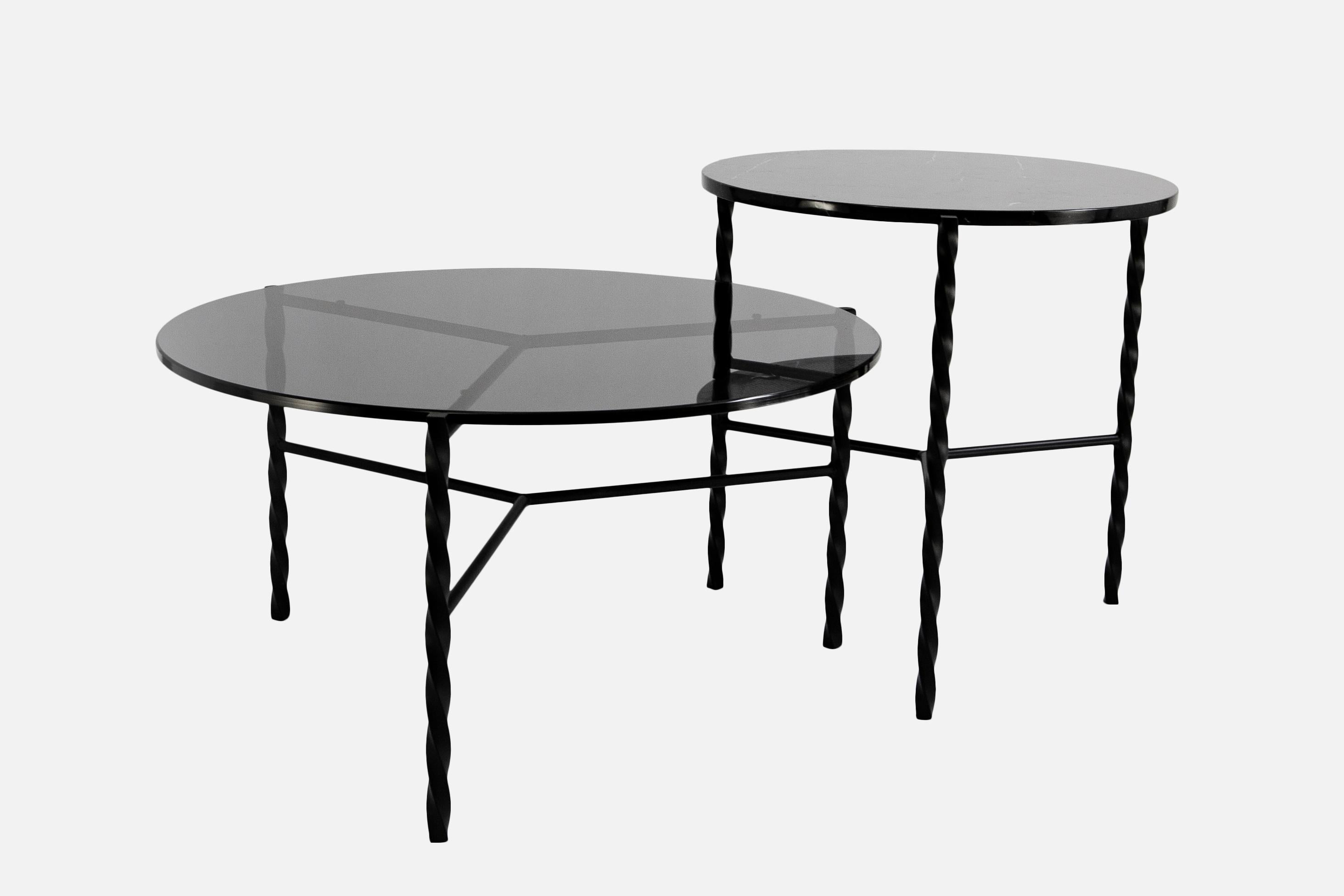 Metal Von Iron Coffee Table from Souda, Black and Glass, Floor Model