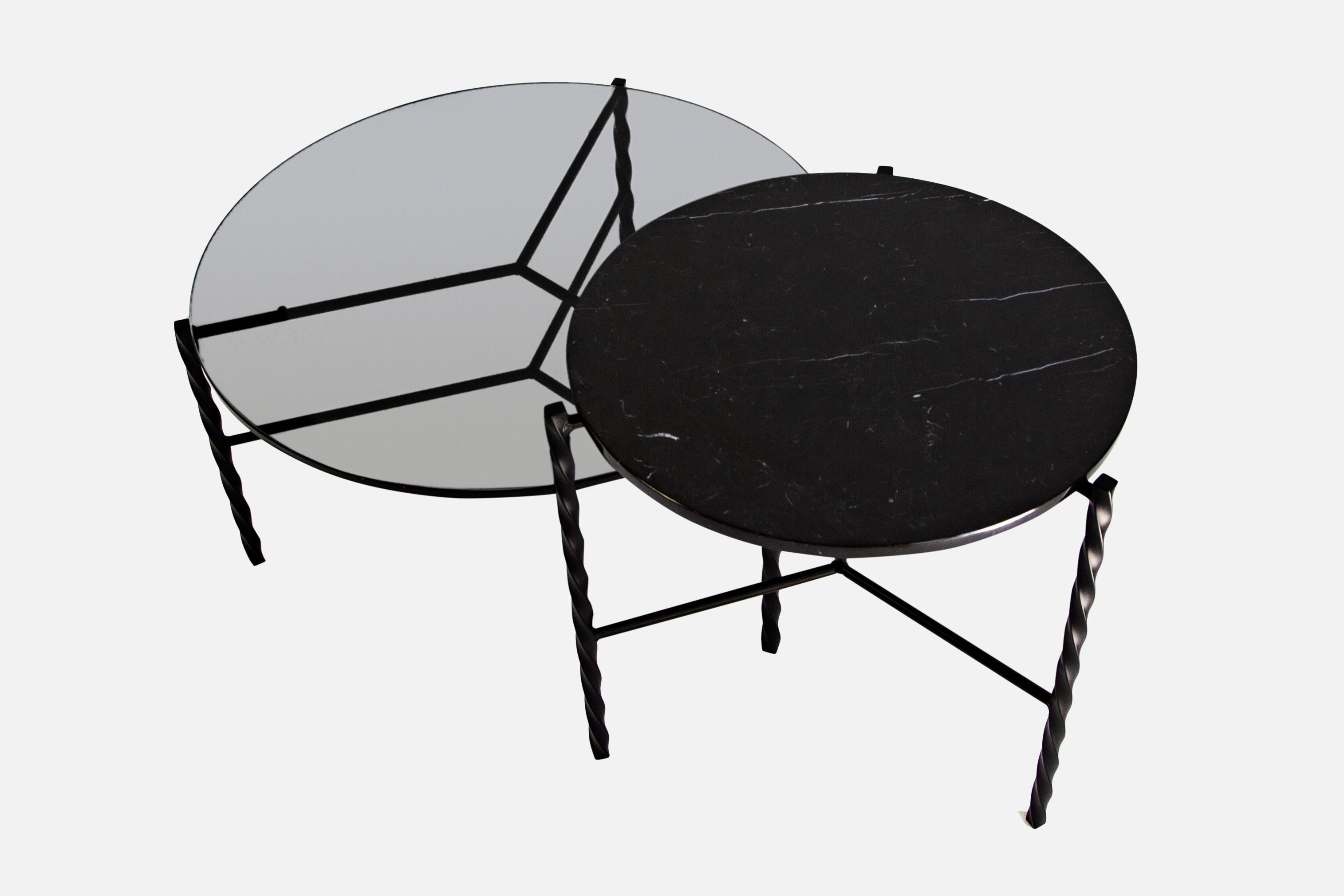 Von Iron Coffee Table from Souda, Black and Glass, Floor Model 1