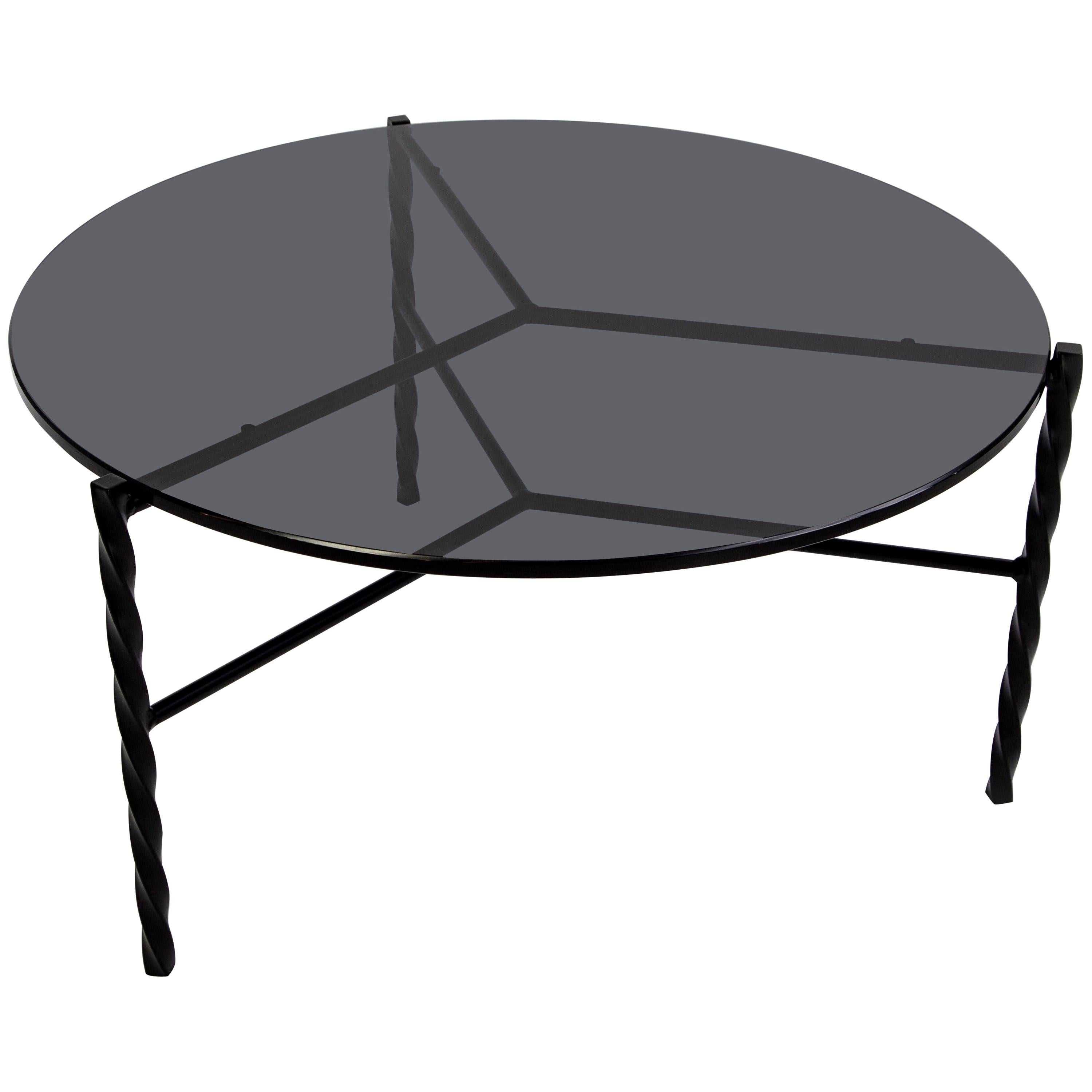 Von Iron Coffee Table from Souda, Black and Glass, Floor Model