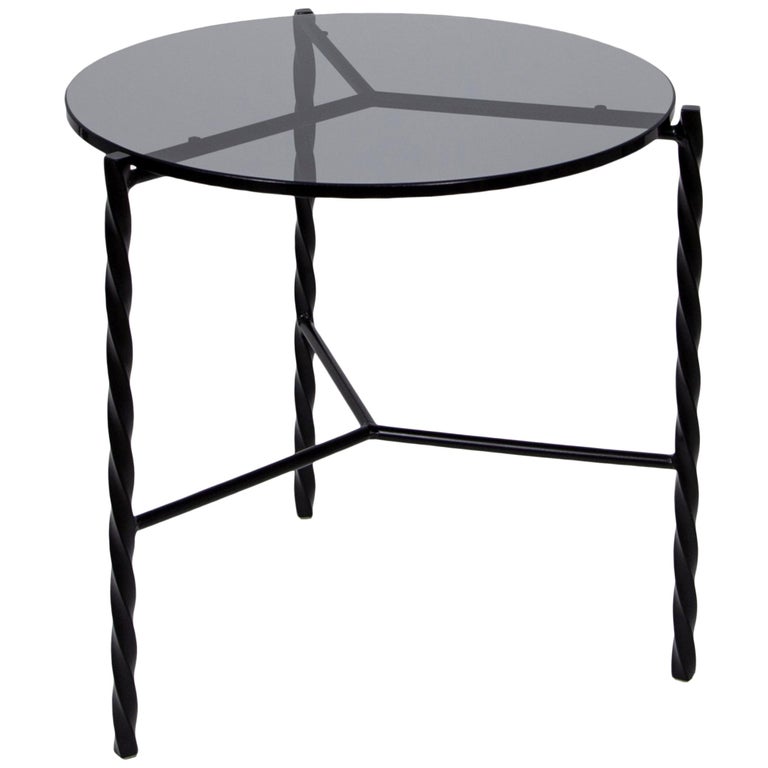 Customizable Von Iron Side Table from Souda, Black Glass, Made to Order