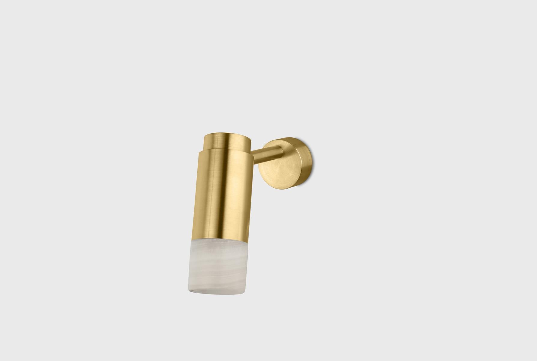 Aplique Personalizable 'Donya Pivot', Ónice Cilíndrico Ámbar, Latón Cepillado en venta 8