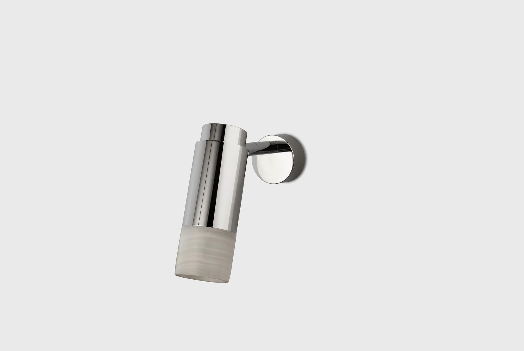 Aplique Personalizable 'Donya Pivot', Ónice Cilíndrico Ámbar, Acero Cepillado en venta 7
